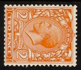 GB.GEORGE V 1924-26 2d orange, watermark sideways, SG 421b, never hinged mint with good perfs.