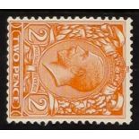 GB.GEORGE V 1924-26 2d orange, watermark sideways, SG 421b, never hinged mint with good perfs.