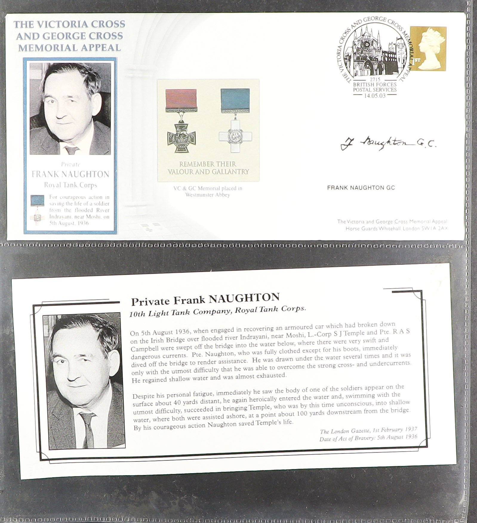 GB. COVERS & POSTAL HISTORY VICTORIA CROSS & GEORGE CROSS RECIPIENTS SIGNED COVERS Mostly 2003 - Image 3 of 11