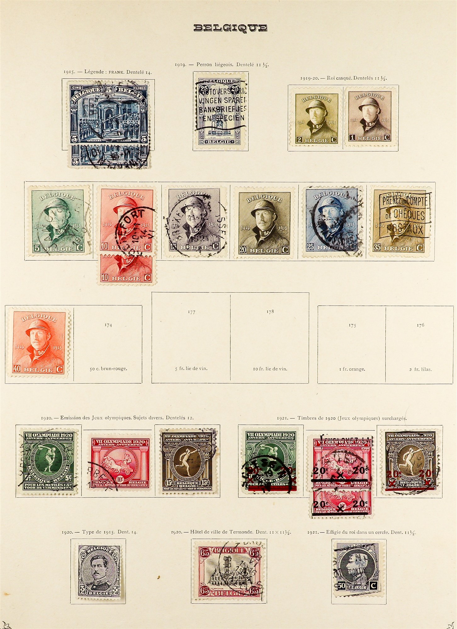 BELGIUM 1849 - 1942 COLLECTION of around 700 chiefly used stamps on album pages, comprehensive - Image 8 of 40