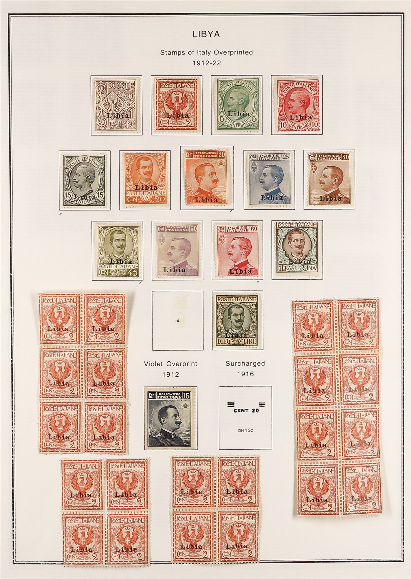 ITALIAN COLONIES LIBYA 1912 - 1941 collection of 160+ mint stamps on album pages. Sassone €3150+.