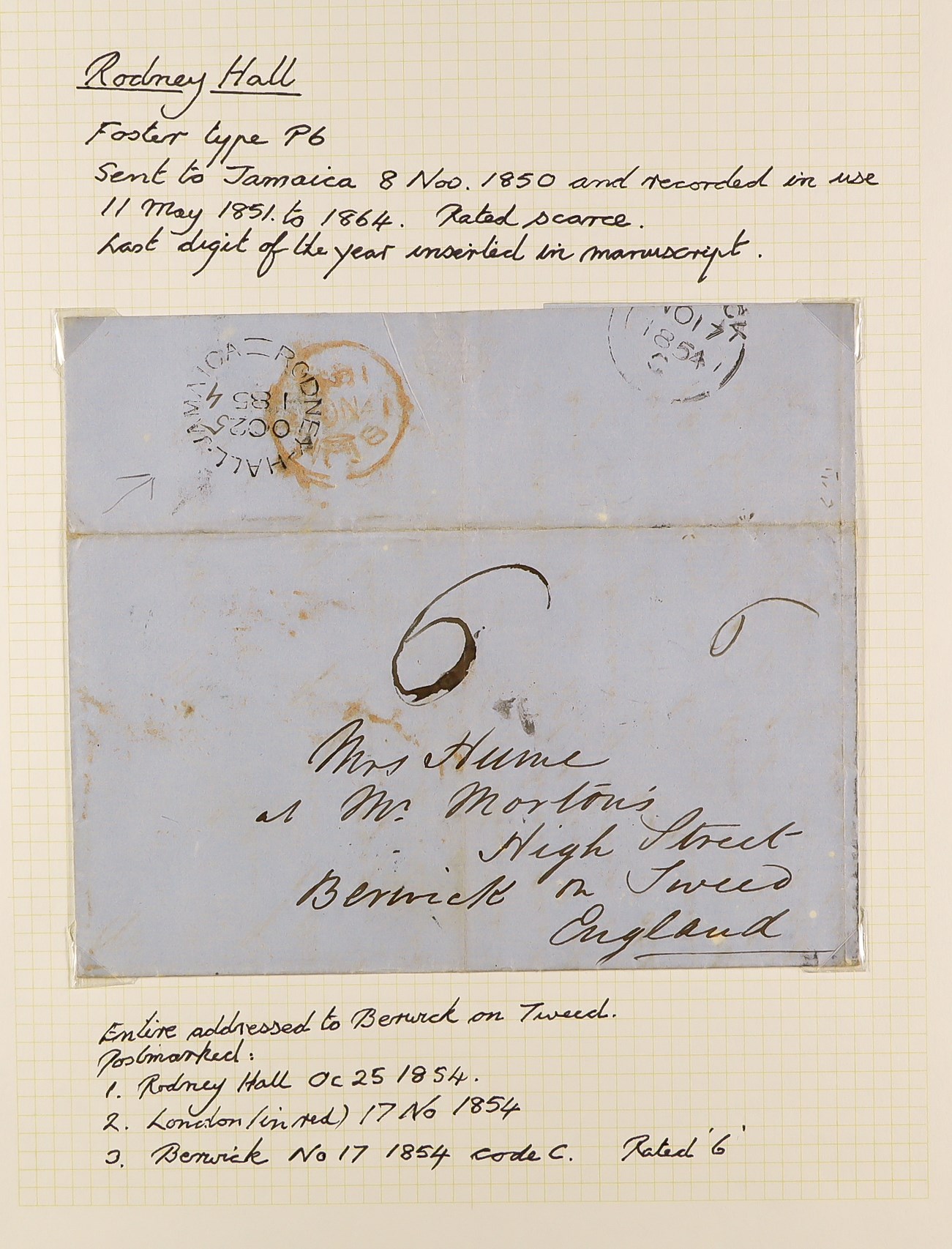 JAMAICA 1834 - 1860 PRE-STAMP COVERS COLLECTION of 36 pre-stamp entire letters and envs expertly - Image 21 of 38