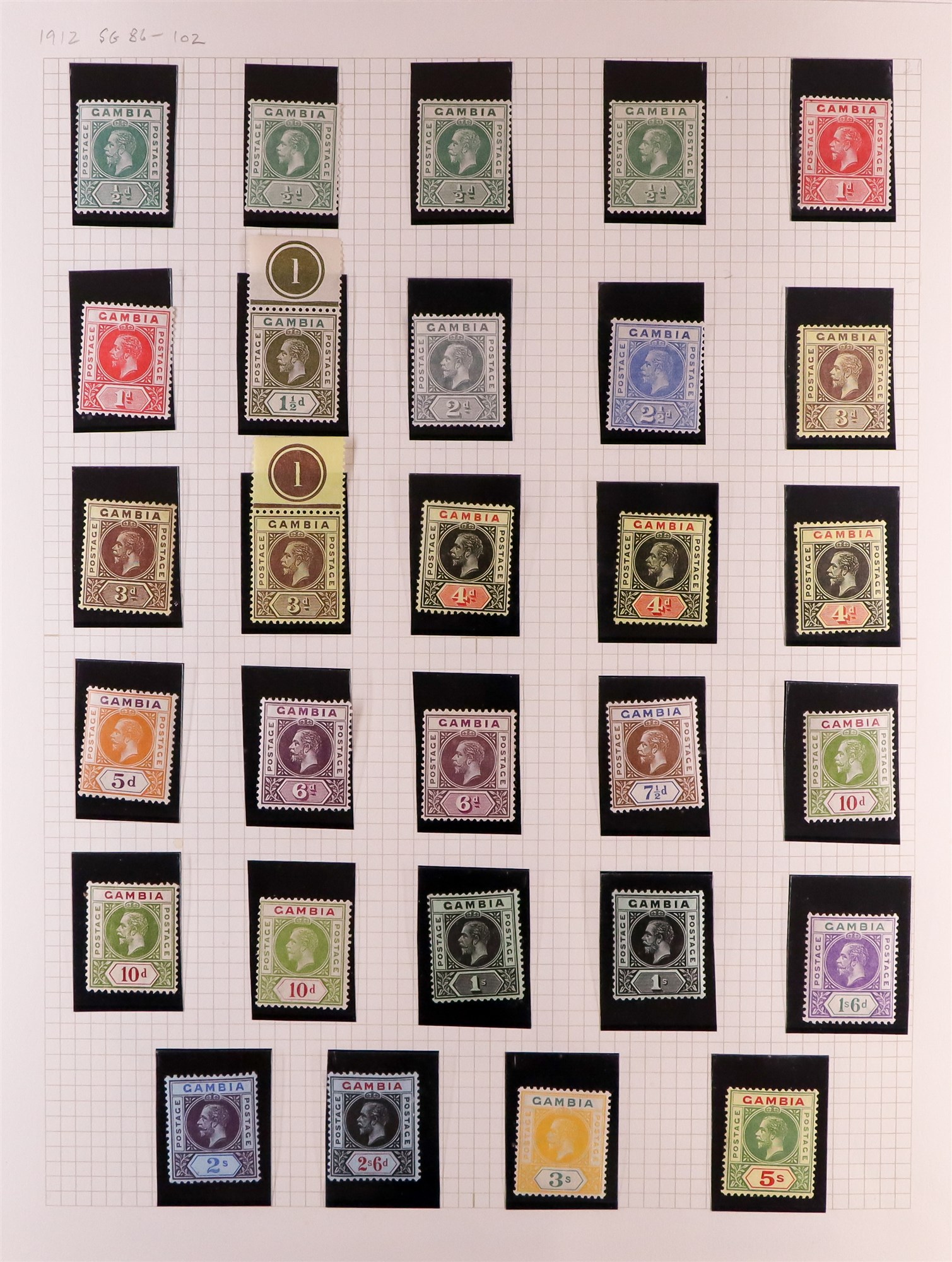 GAMBIA 1880 - 1935 COLLECTION incl. various Cameo issues mint, 1s violet used strip 3, 1902-05 set - Image 10 of 15