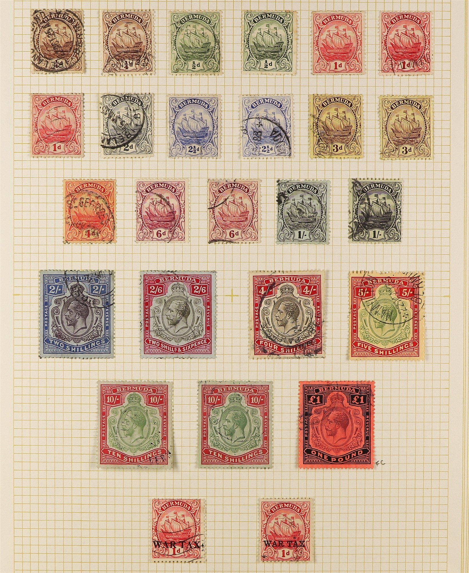BERMUDA 1910 - 1936 USED COLLECTION of 80 stamps on album pages, note 1910-25 set with additional - Image 4 of 4