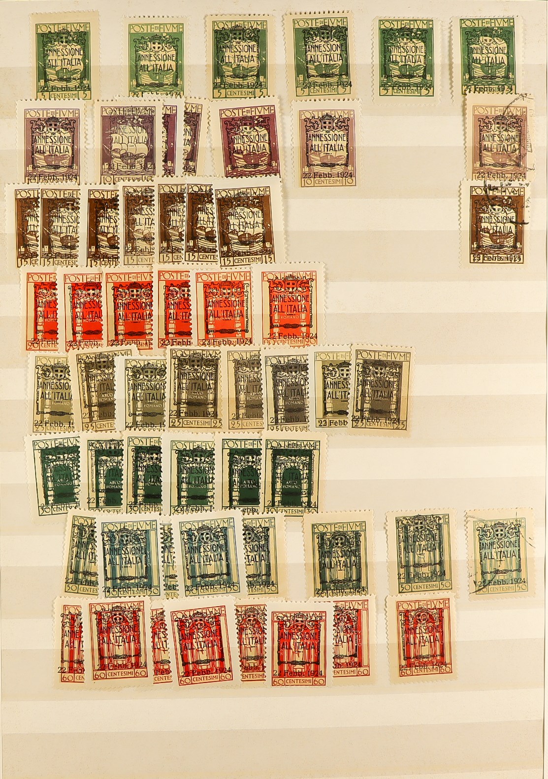 FIUME 1918 - 1924 ACCUMULATION of around 1500 mint & used stamps in stockbook, various overprints on - Image 16 of 29
