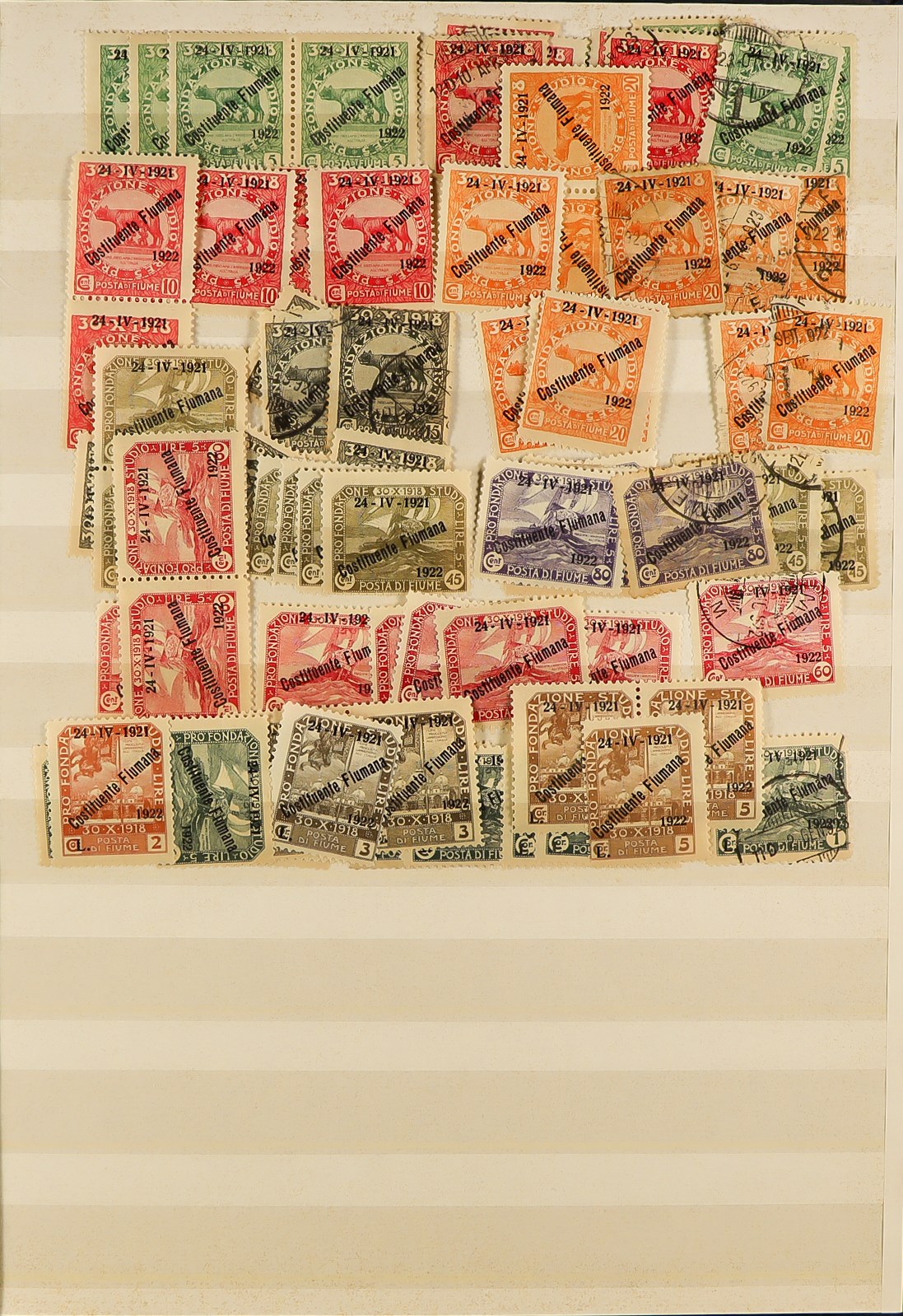 FIUME 1918 - 1924 ACCUMULATION of around 1500 mint & used stamps in stockbook, various overprints on - Image 9 of 29