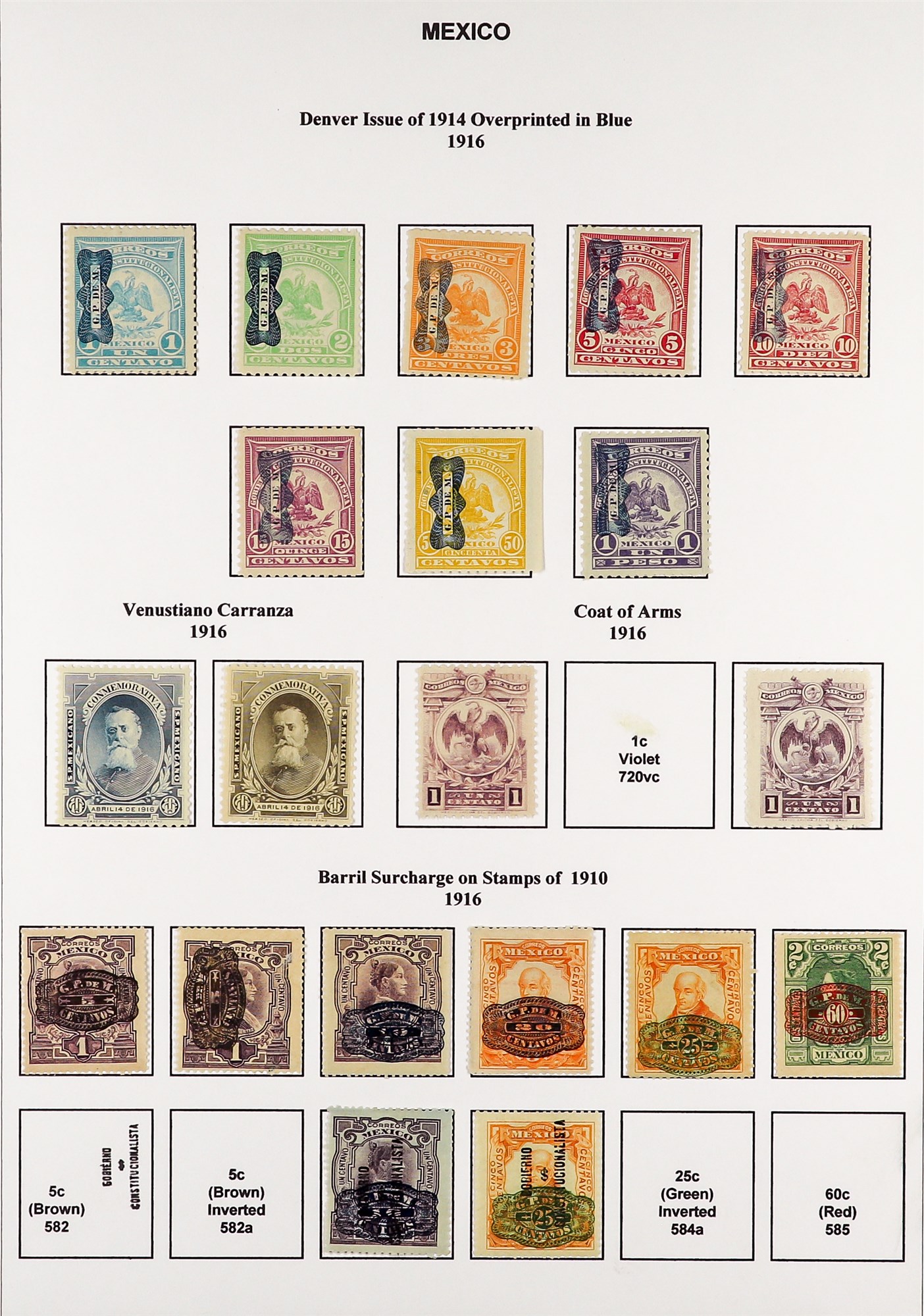 MEXICO 1913 - 1916 CIVIL WAR COLLECTION of around 300 mint stamps on pages, comprehensive with - Image 10 of 13