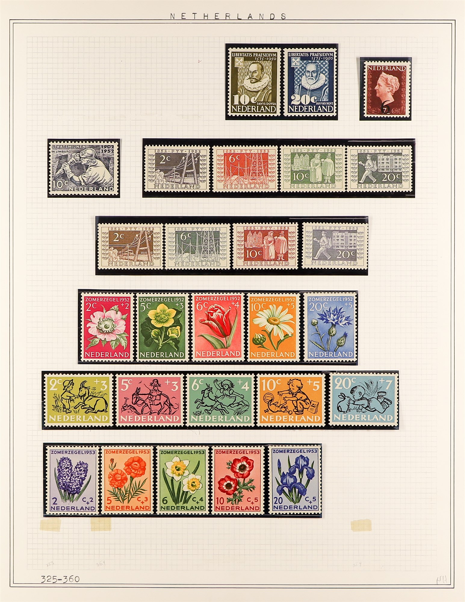 NETHERLANDS 1924 - 1967 NEVER HINGED MINT COLLECTION around 280 stamps on album pages, complete sets - Image 5 of 7