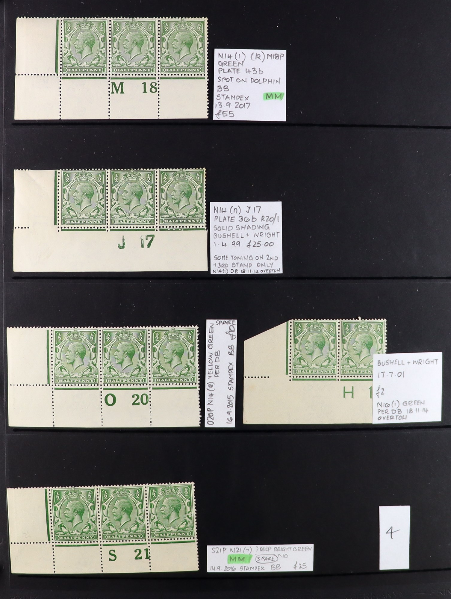 GB.GEORGE V 1912-24 ½d GREENS - SPECIALIZED CONTROL NUMBERS COLLECTION of mint (much never hinged - Image 4 of 27