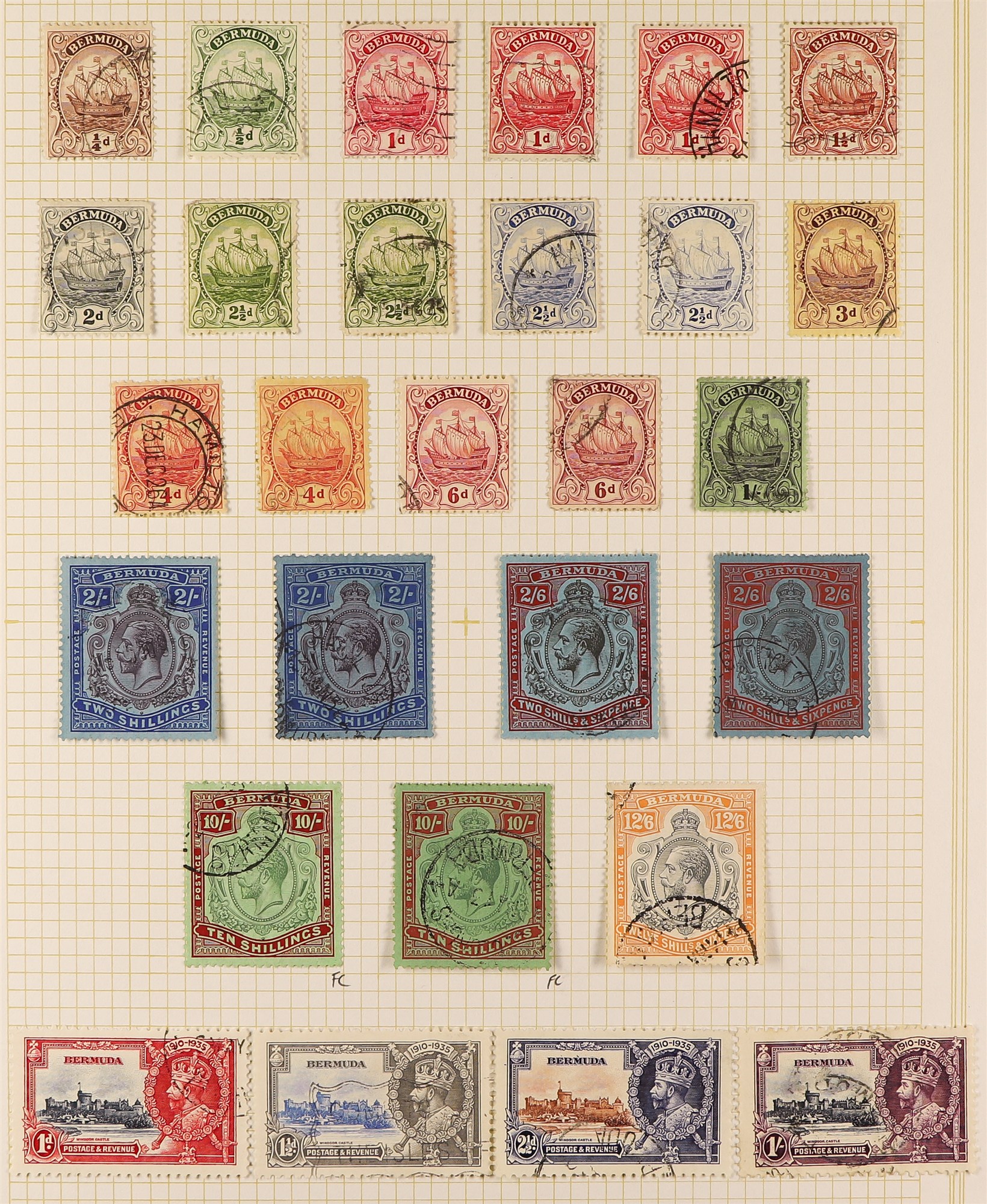 BERMUDA 1910 - 1936 USED COLLECTION of 80 stamps on album pages, note 1910-25 set with additional - Image 2 of 4