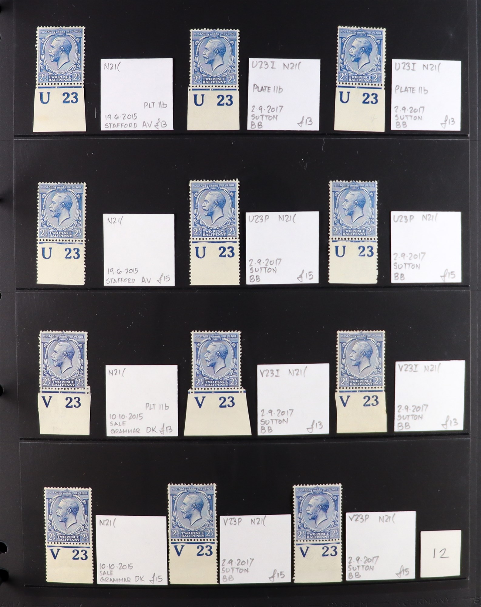 GB.GEORGE V 1912-24 2½d BLUES - SPECIALIZED CONTROL NUMBERS COLLECTION of mint (much never hinged - Image 12 of 20