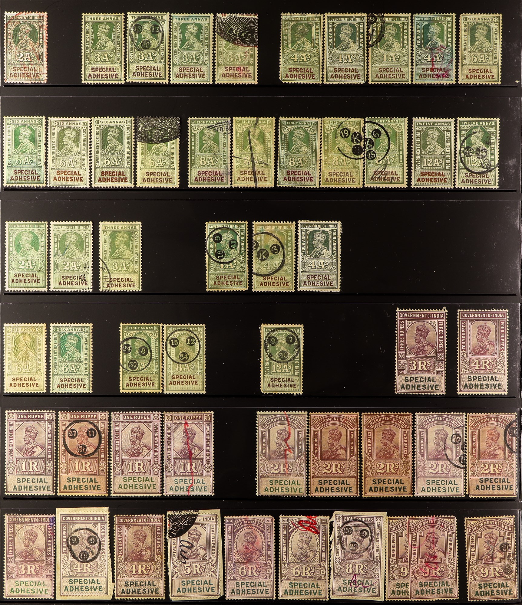 INDIA REVENUE STAMPS 1866 - 1975 collection of over 330 Special Adhesives on protective pages, - Image 4 of 8