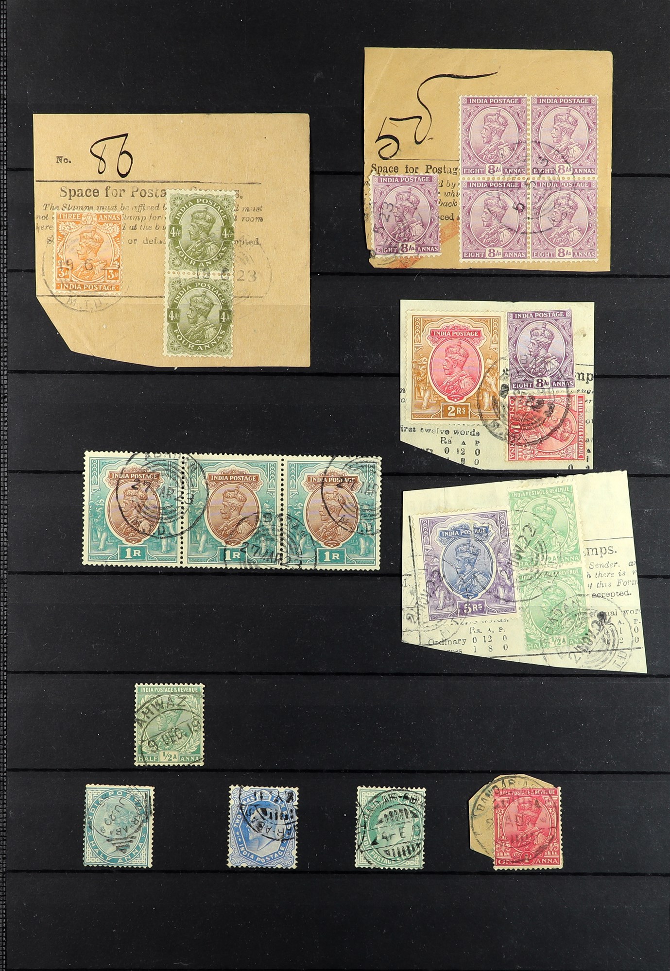 INDIA INDIA USED IN PERSIA collection of 128 Indian QV to KGV stamps with Persian postmarks, with