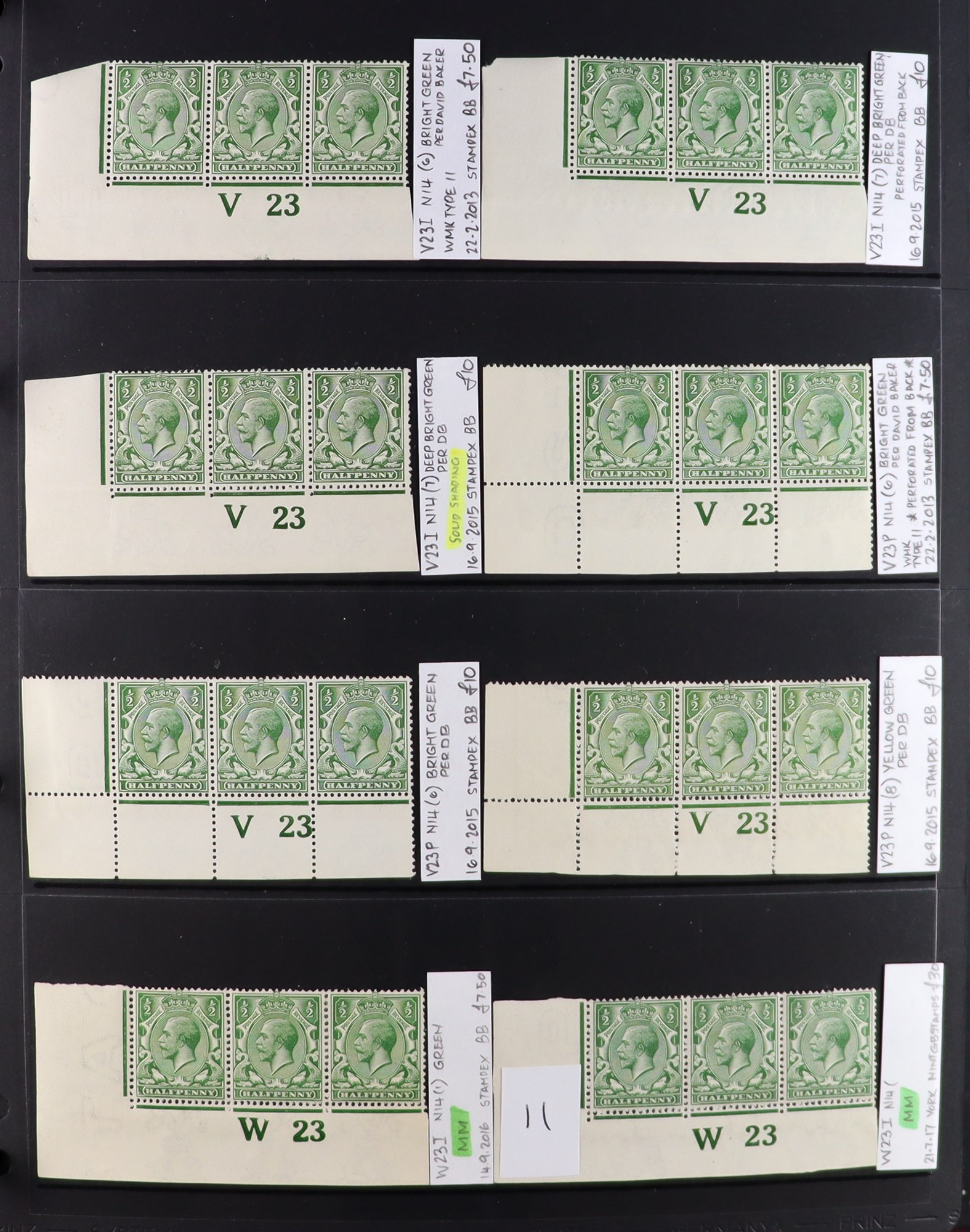 GB.GEORGE V 1912-24 ½d GREENS - SPECIALIZED CONTROL NUMBERS COLLECTION of mint (much never hinged - Image 11 of 27