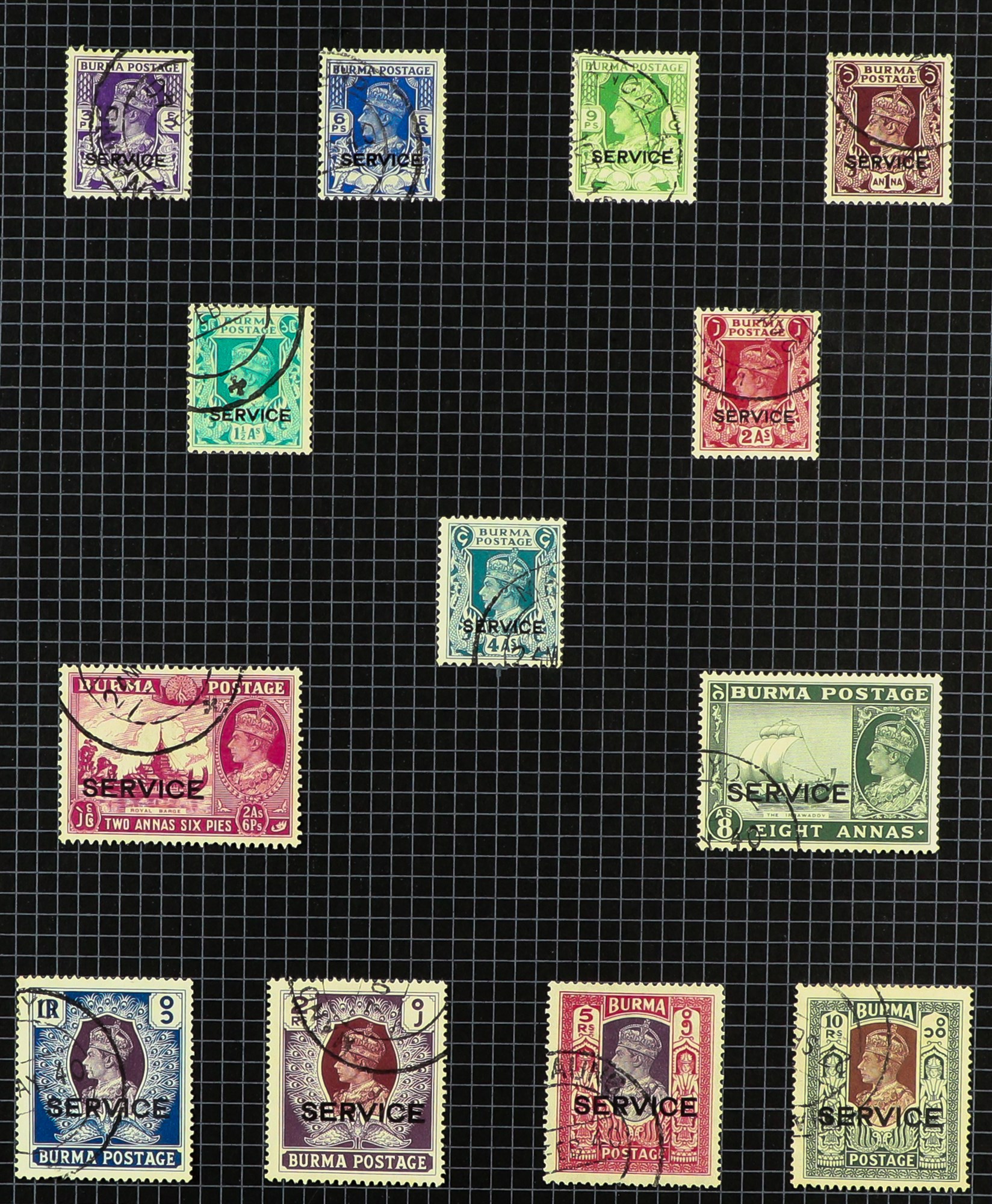 BURMA 1937-1947 USED COLLECTION on pages, includes 1937 opts set to 5r, 1938-40 set, 1946 set, - Image 4 of 4