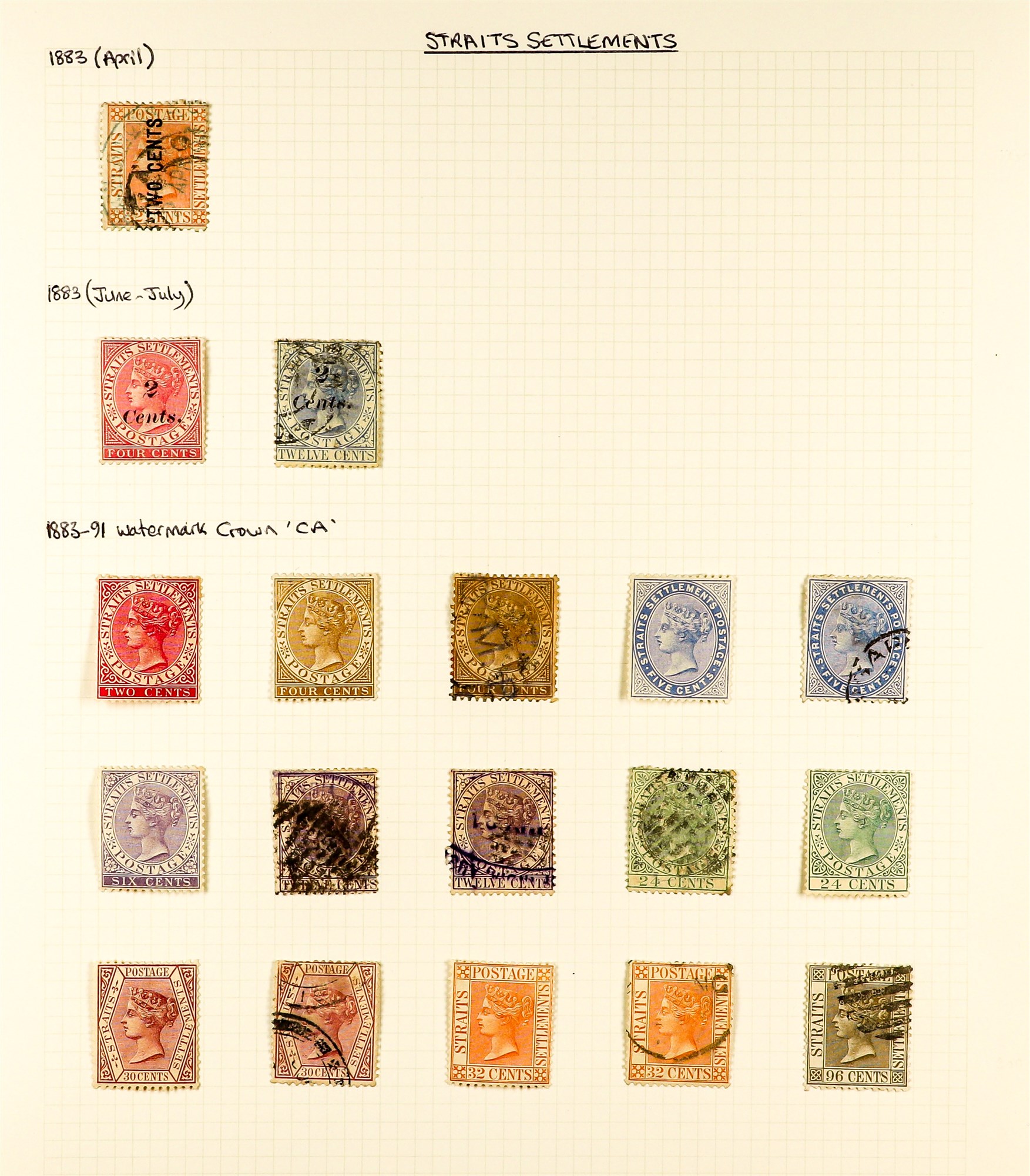 MALAYA-STRAITS SETT. 1867 - 1899 COLLECTION of over 100 chiefly used 19th Century stamps on album - Image 3 of 6