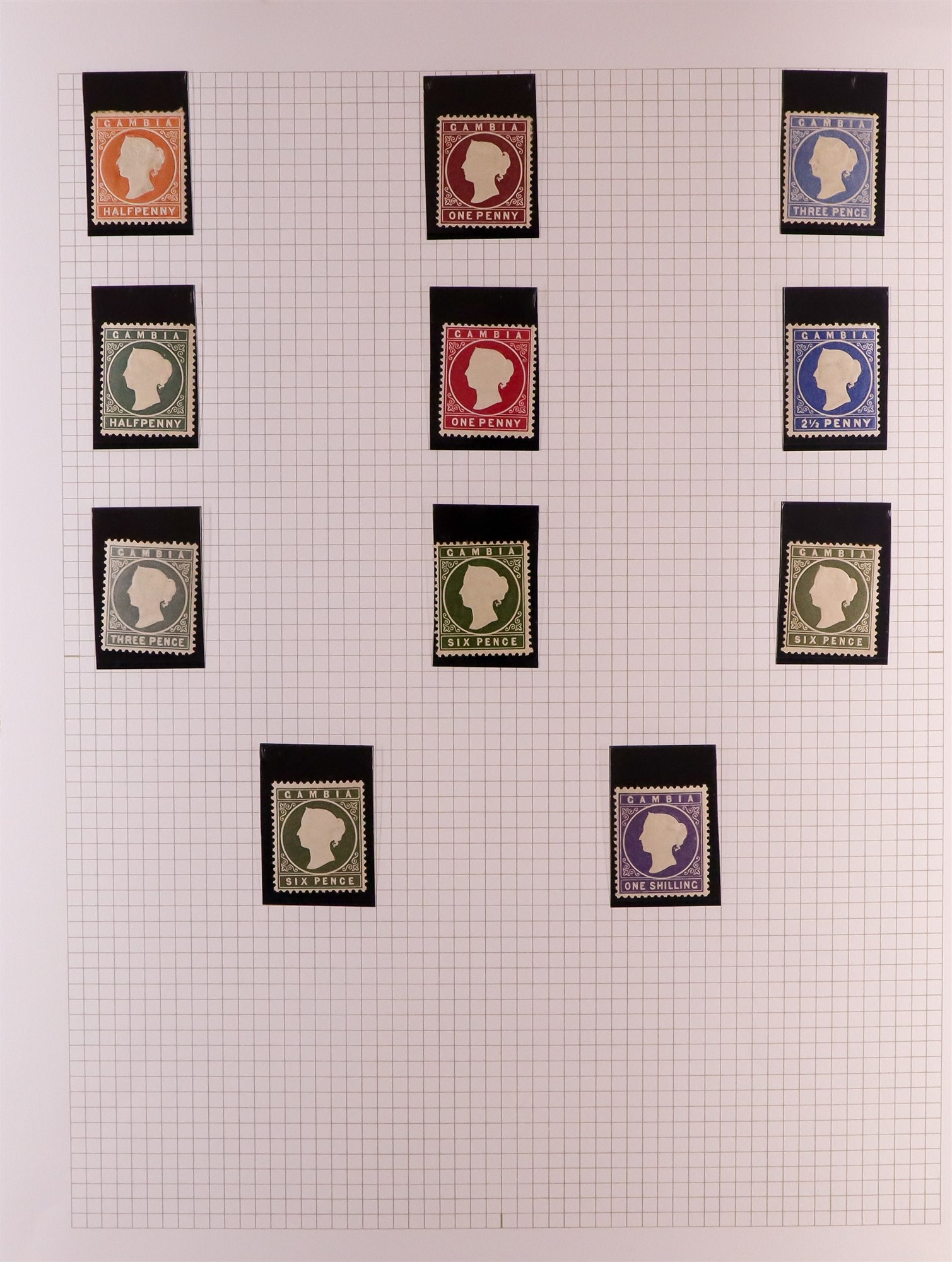 GAMBIA 1880 - 1935 COLLECTION incl. various Cameo issues mint, 1s violet used strip 3, 1902-05 set - Image 3 of 15