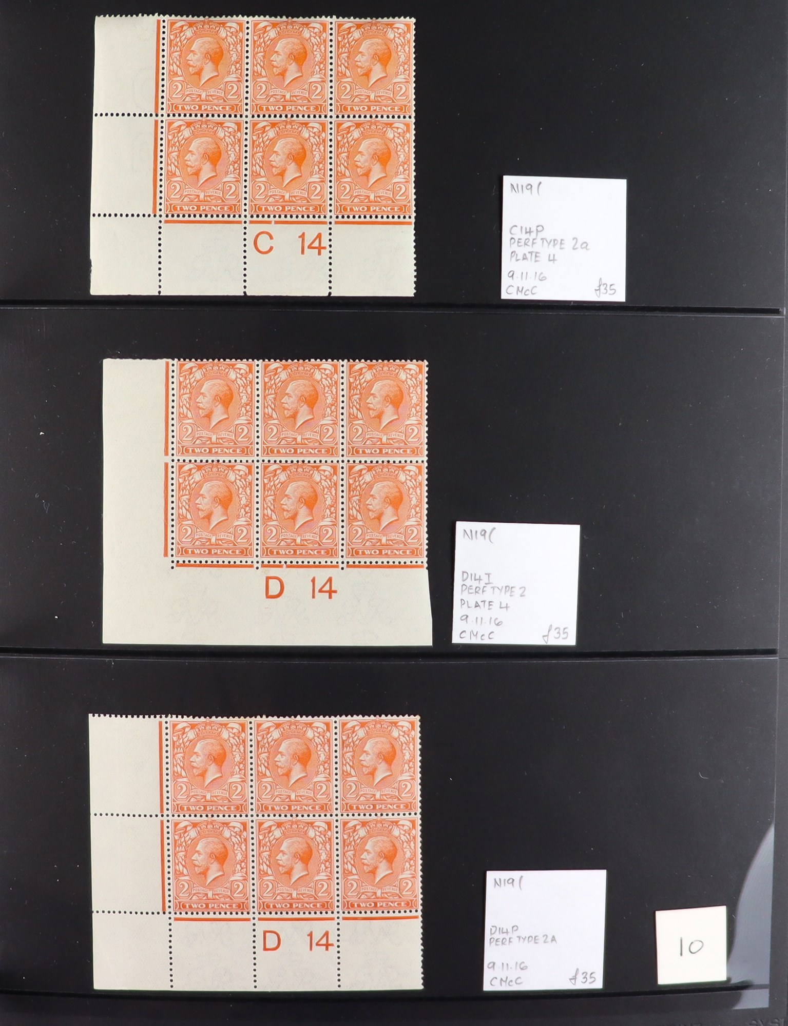 GB.GEORGE V 1912-24 2d ORANGE - SPECIALIZED CONTROL NUMBERS COLLECTION of mint (much never hinged - Image 10 of 17