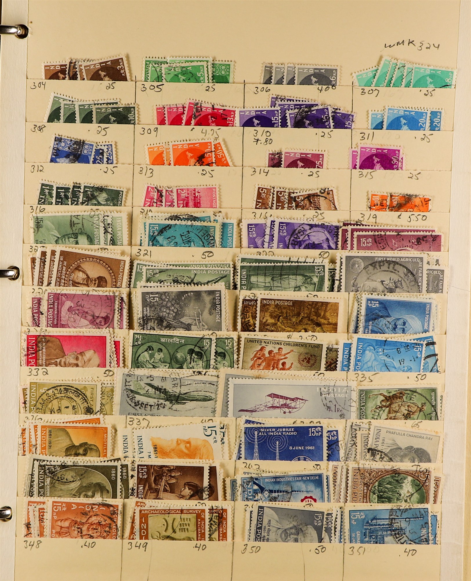 INDIA 1865 - 2005 IN BINDER chiefly used stamps tucked onto old manilla stock pages, in 3-ring - Image 5 of 11