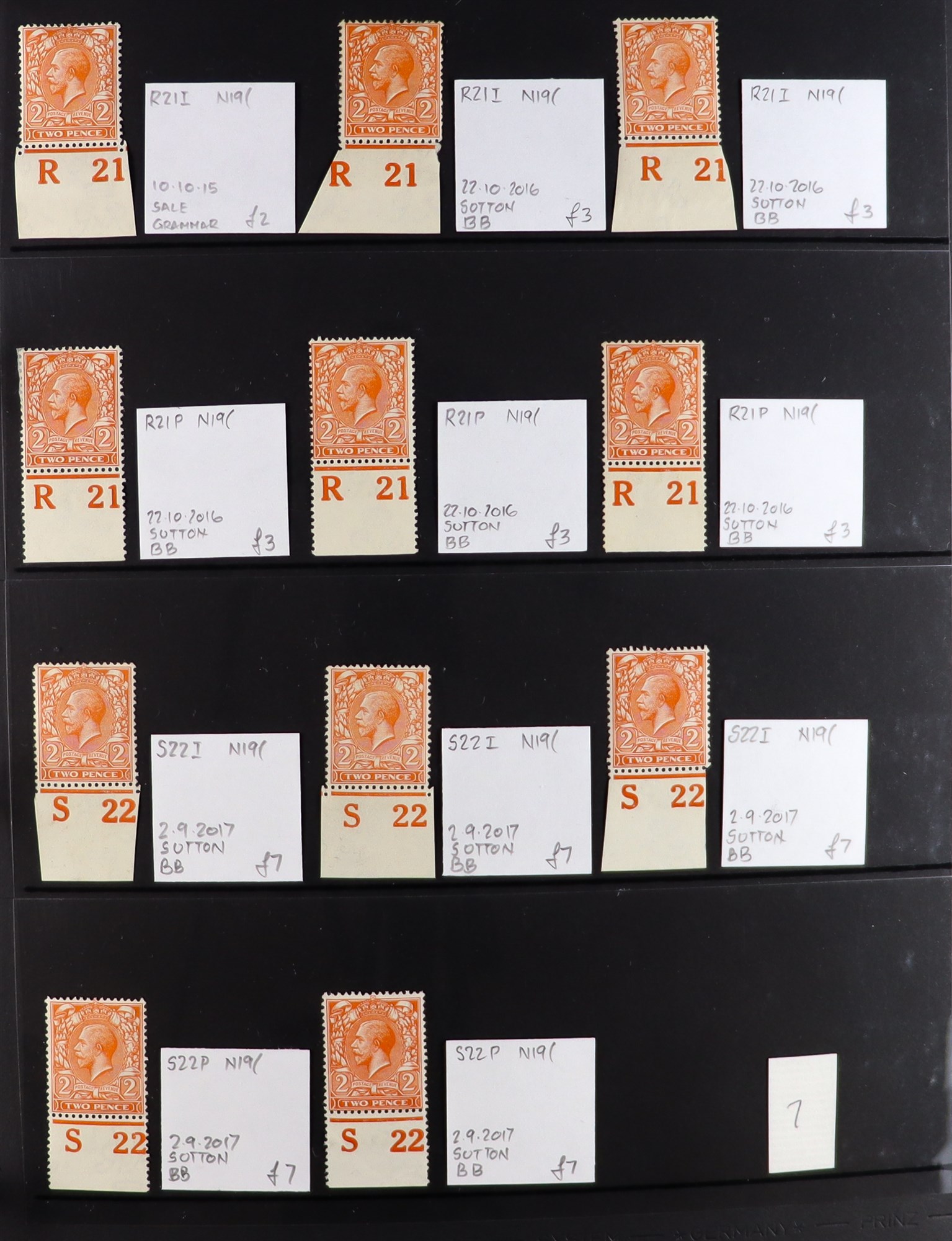 GB.GEORGE V 1912-24 2d ORANGE - SPECIALIZED CONTROL NUMBERS COLLECTION of mint (much never hinged - Image 7 of 17
