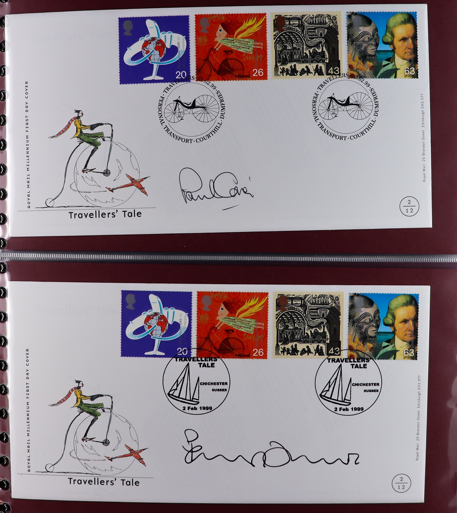 GB. COVERS & POSTAL HISTORY AUTOGRAPHED COVERS Royal Mail 1999 'Tales' covers (8) and 'Millennium