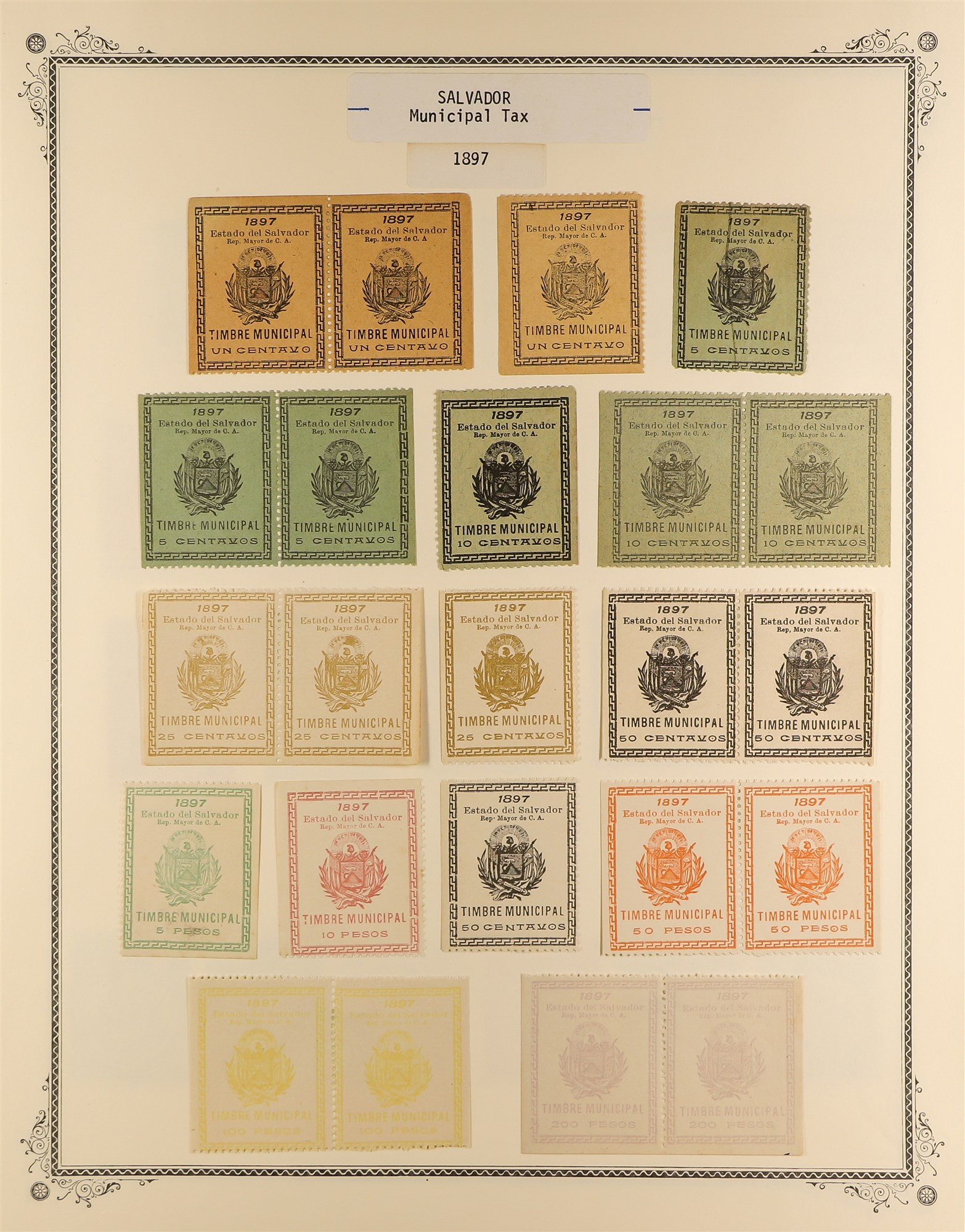 EL SALVADOR REVENUE STAMPS 1883 - 1925 mint & used collection of over 400 revenue stamps, on album - Image 15 of 27