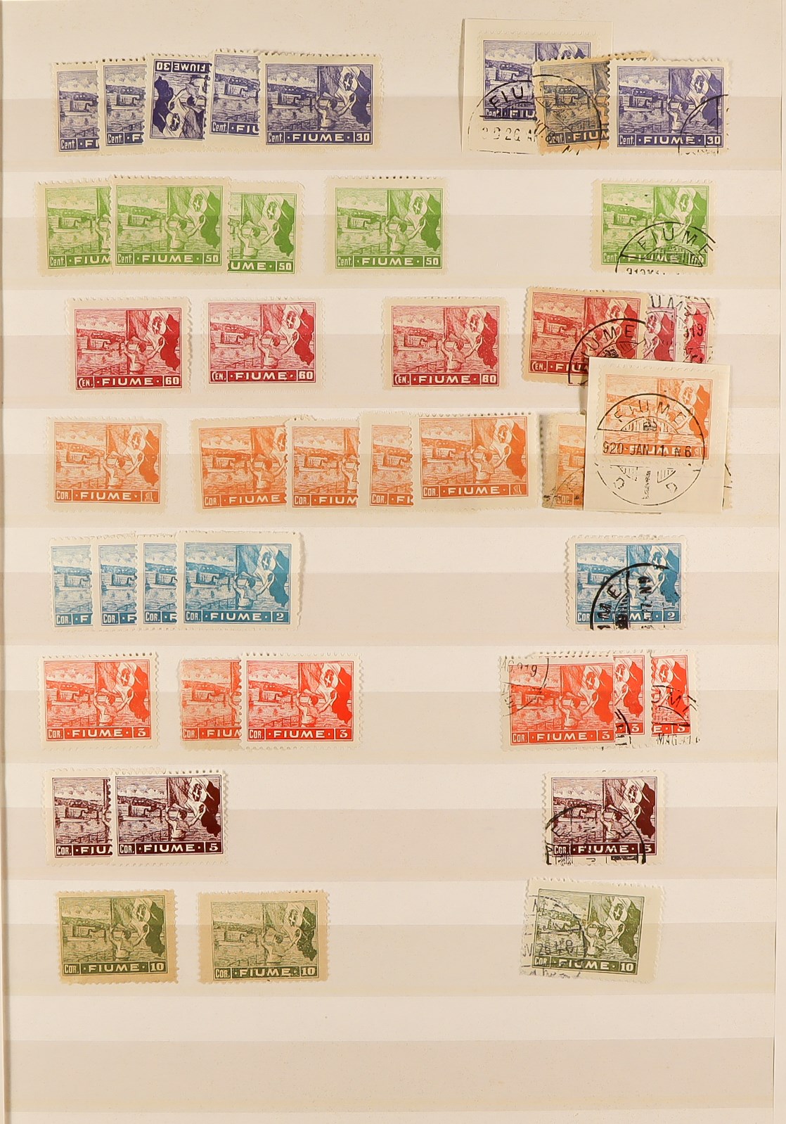 FIUME 1918 - 1924 ACCUMULATION of around 1500 mint & used stamps in stockbook, various overprints on - Image 3 of 29
