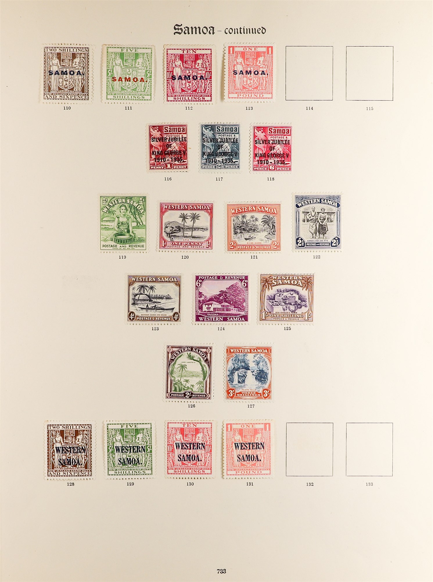 SAMOA 1877 - 1935 MINT COLLECTION of 120+ stamps on old album pages, note 1886-1900 definitives to