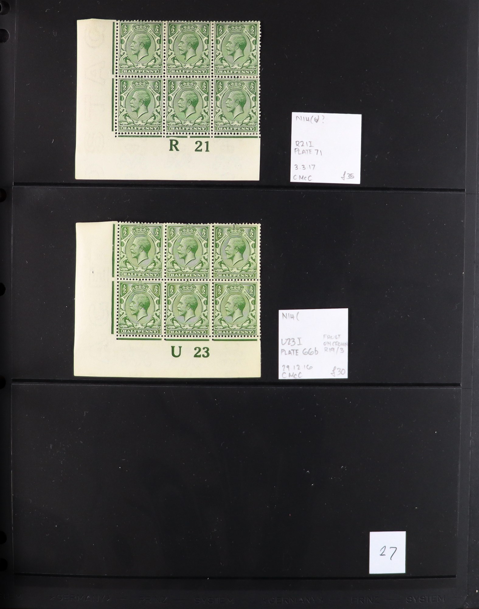 GB.GEORGE V 1912-24 ½d GREENS - SPECIALIZED CONTROL NUMBERS COLLECTION of mint (much never hinged - Image 27 of 27