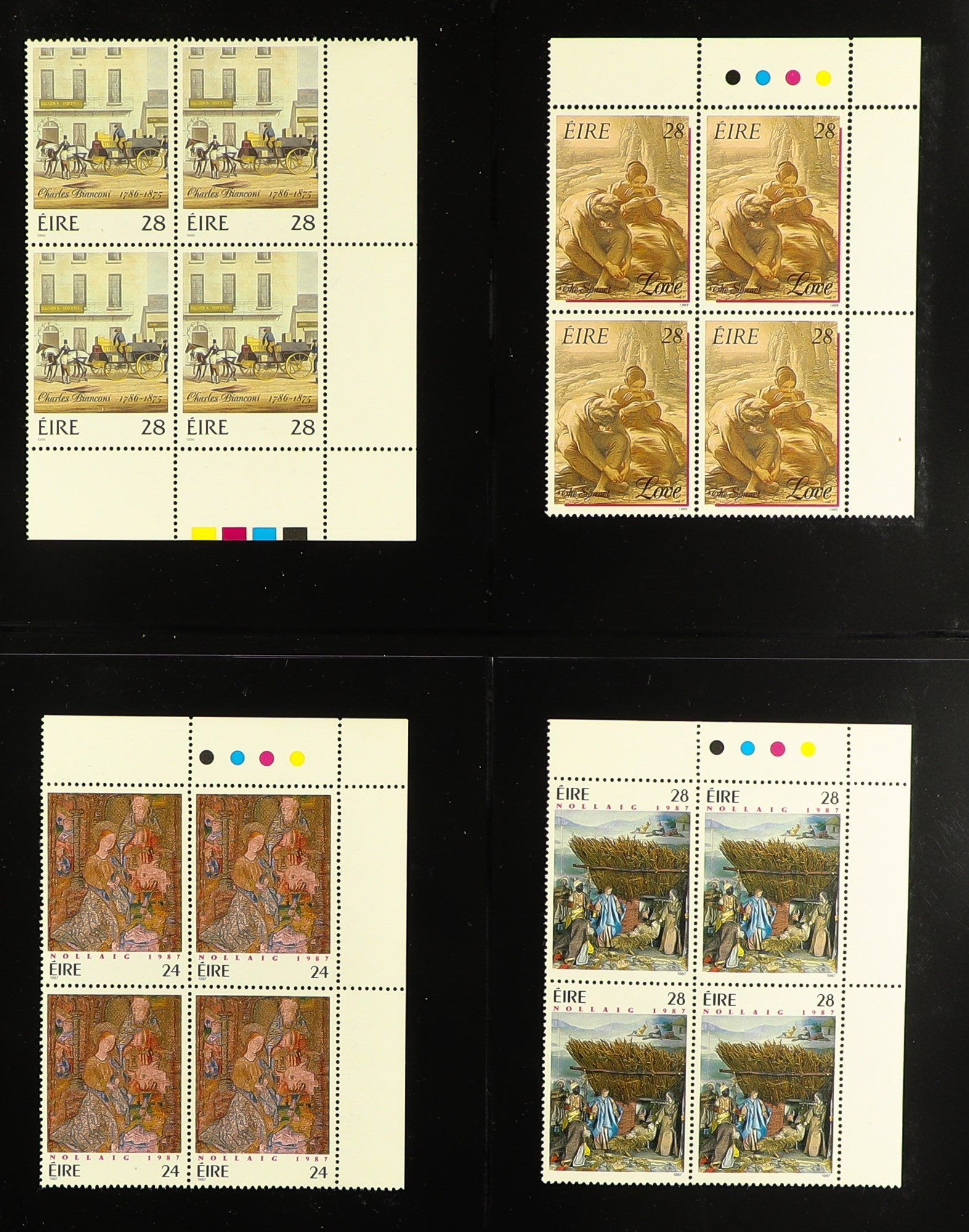 IRELAND 1984-1990 NEVER HINGED MINT COLLECTION of mostly blocks of 4 on stock pages in binder. - Image 5 of 8