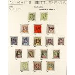 MALAYA-STRAITS SETT. 1902 - 1911 USED COLLECTION of over 50 stamps on pages including sets, higher