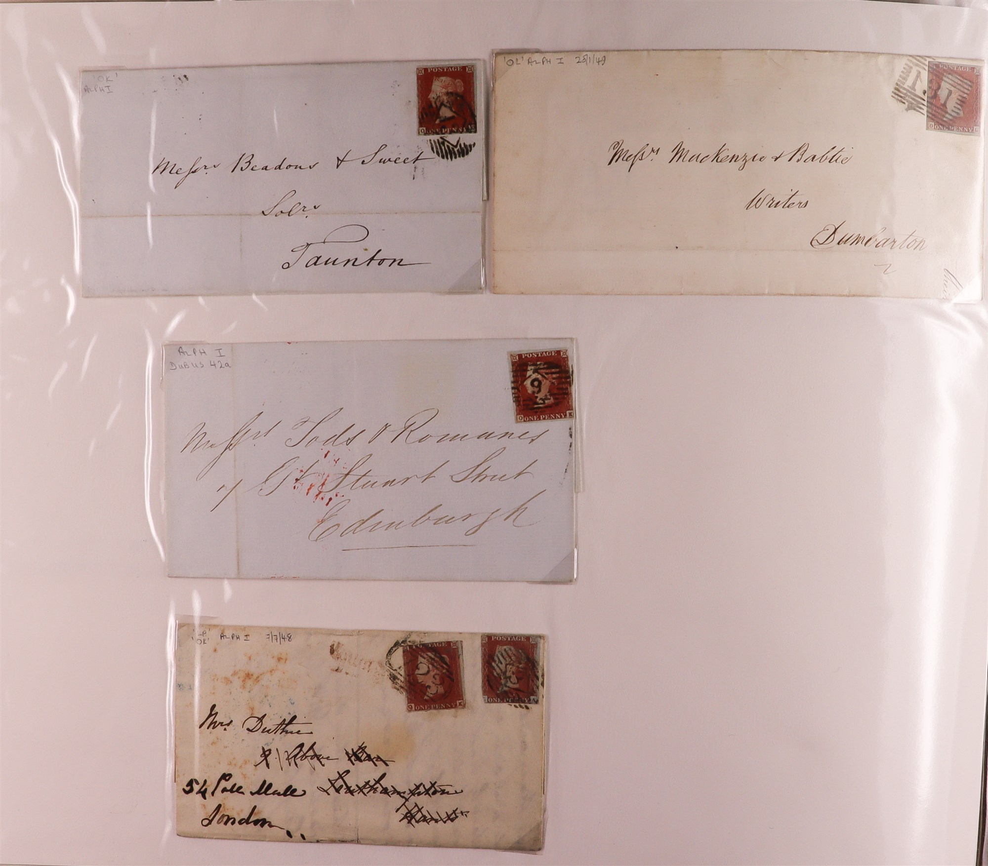 GB.QUEEN VICTORIA 1840's - 1880's COVERS COLLECTION in 3 large artists display folders, of 1d red