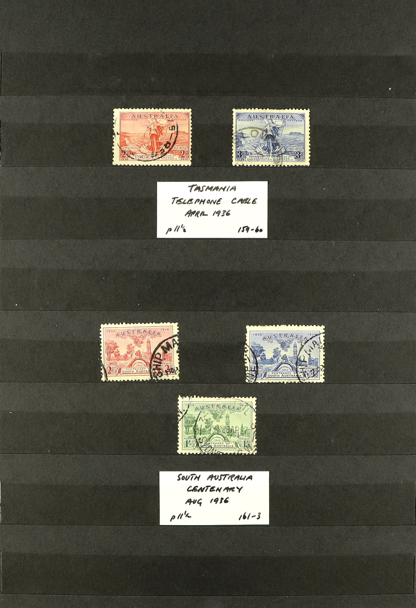 AUSTRALIA 1914 -1936 COLLECTION of 42 used stamps, a complete run of commemorative sets to 1936, - Image 4 of 6