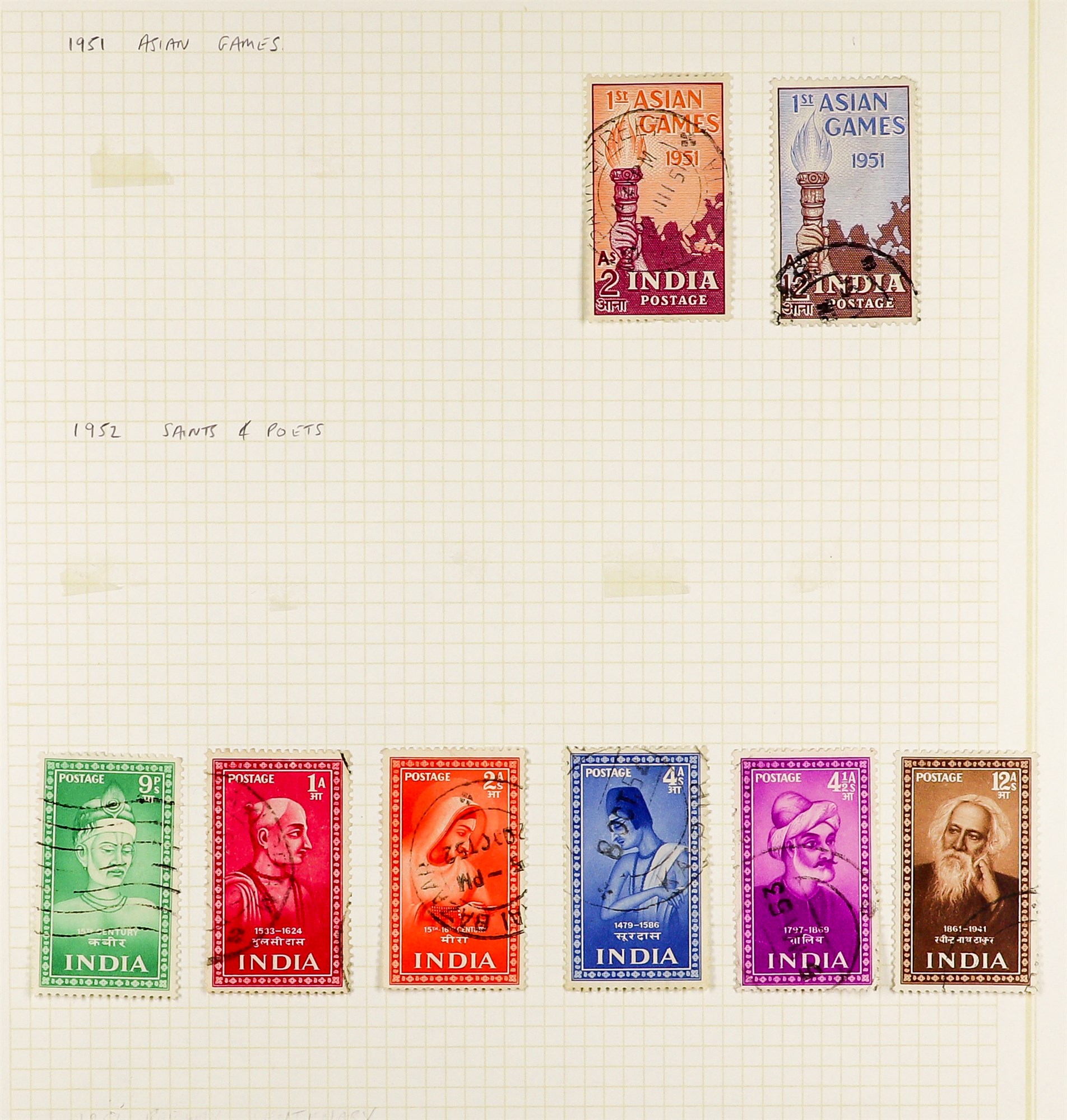 INDIA 1854 - 1952 USED COLLECTION of 400+ stamps on pages, note 1854-55 ½a (2), 1a (5), 2a (3) & 4a, - Image 19 of 27