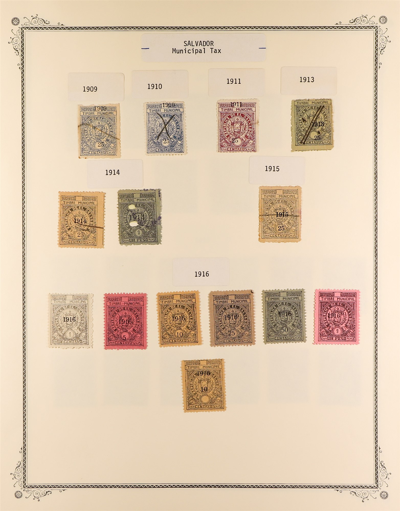 EL SALVADOR REVENUE STAMPS 1883 - 1925 mint & used collection of over 400 revenue stamps, on album - Image 22 of 27