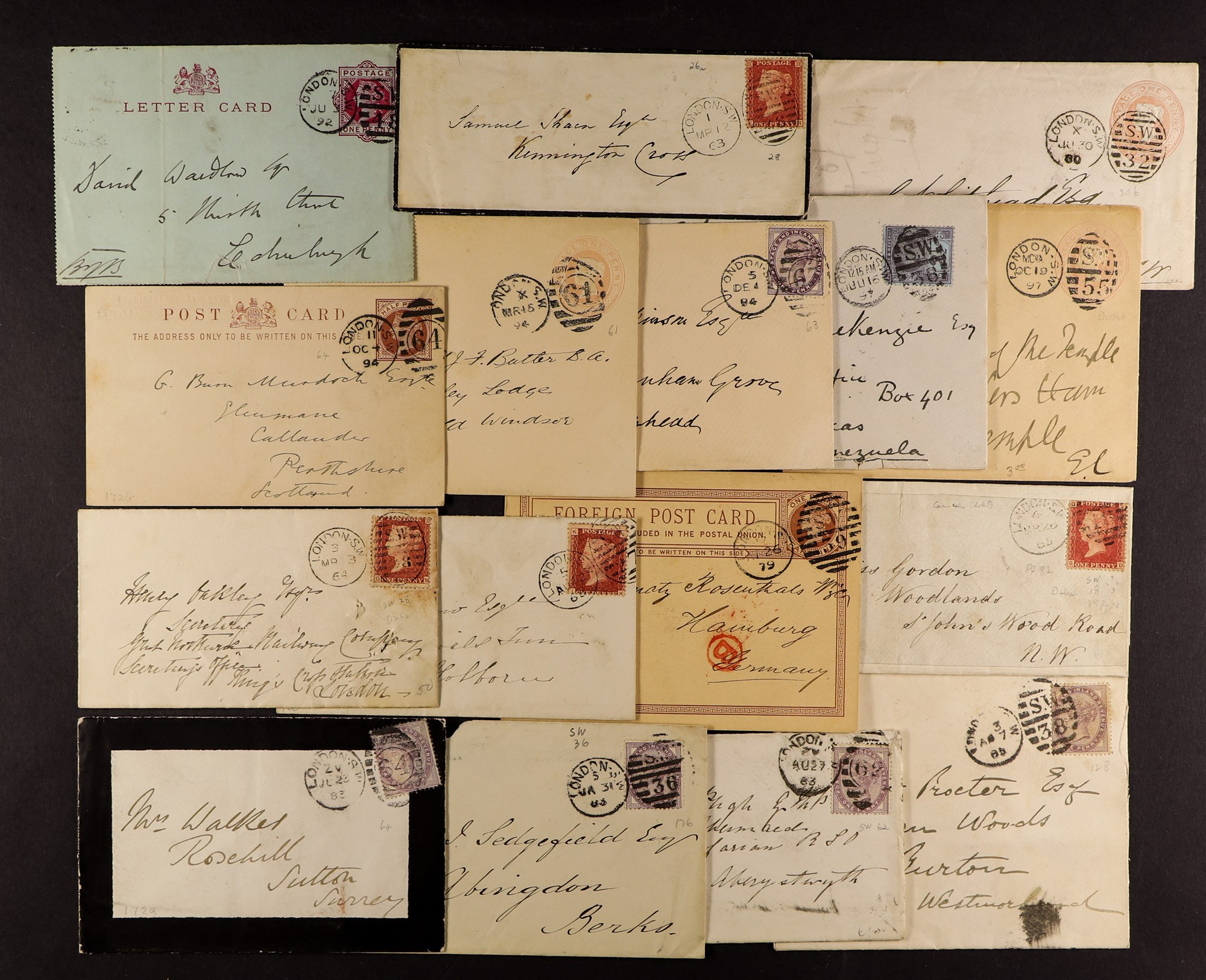 GB.QUEEN VICTORIA 1858 - 1879 COVERS - LONDON SOUTH WESTERN DISTRICT OFFICE. 65 covers with stamps - Image 4 of 4