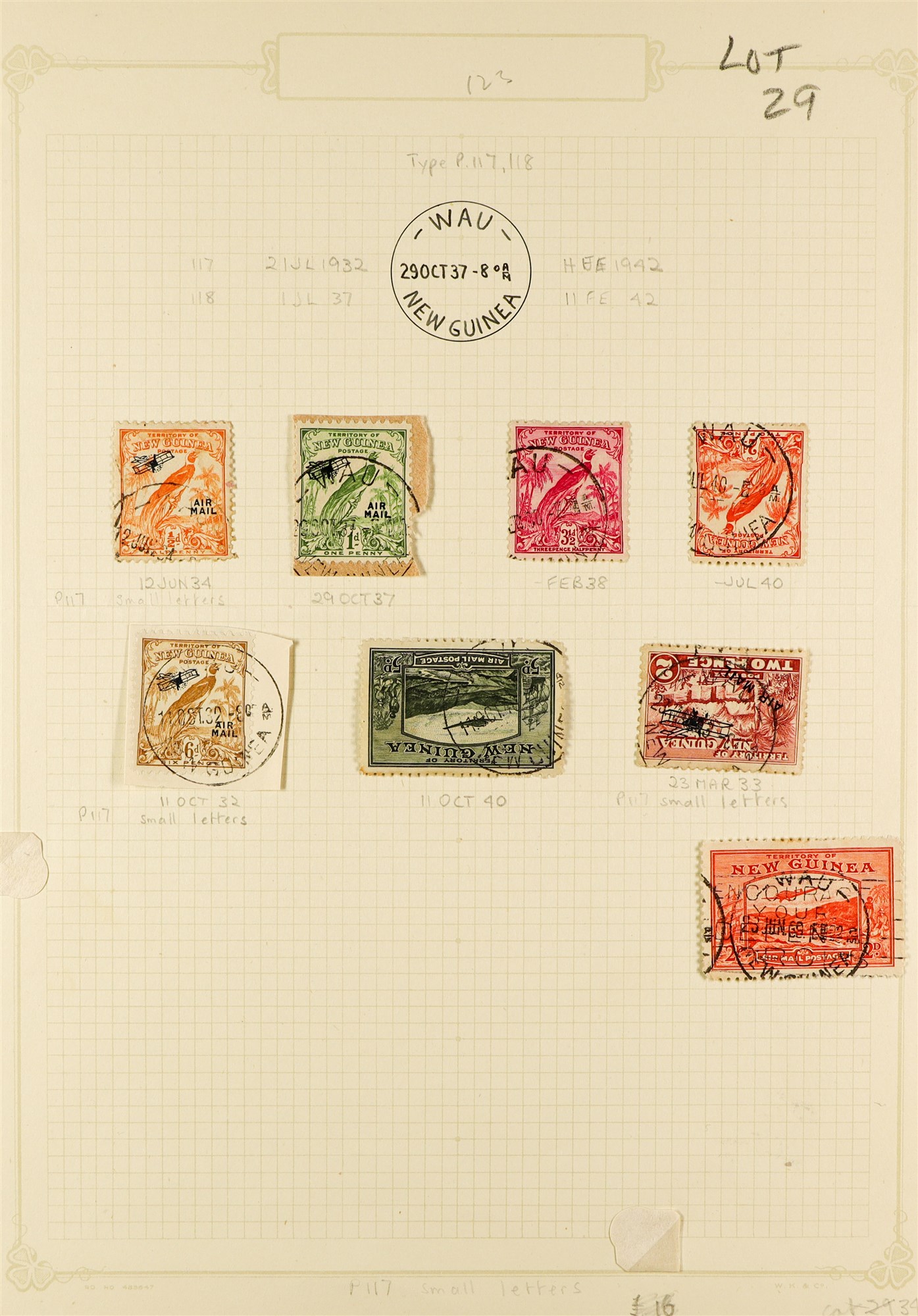 NEW GUINEA 1915 - 1939 SPECIALISED ASSORTMENT of 100+ used stamps on various pages collected for - Image 2 of 10