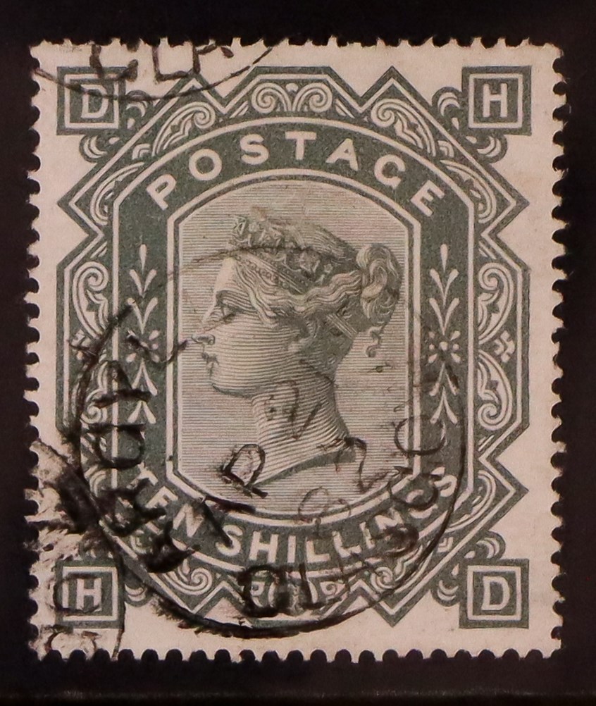 GB.QUEEN VICTORIA 1867-83 10s greenish grey, wmk Maltese Cross, SG 128, used and well- centered with