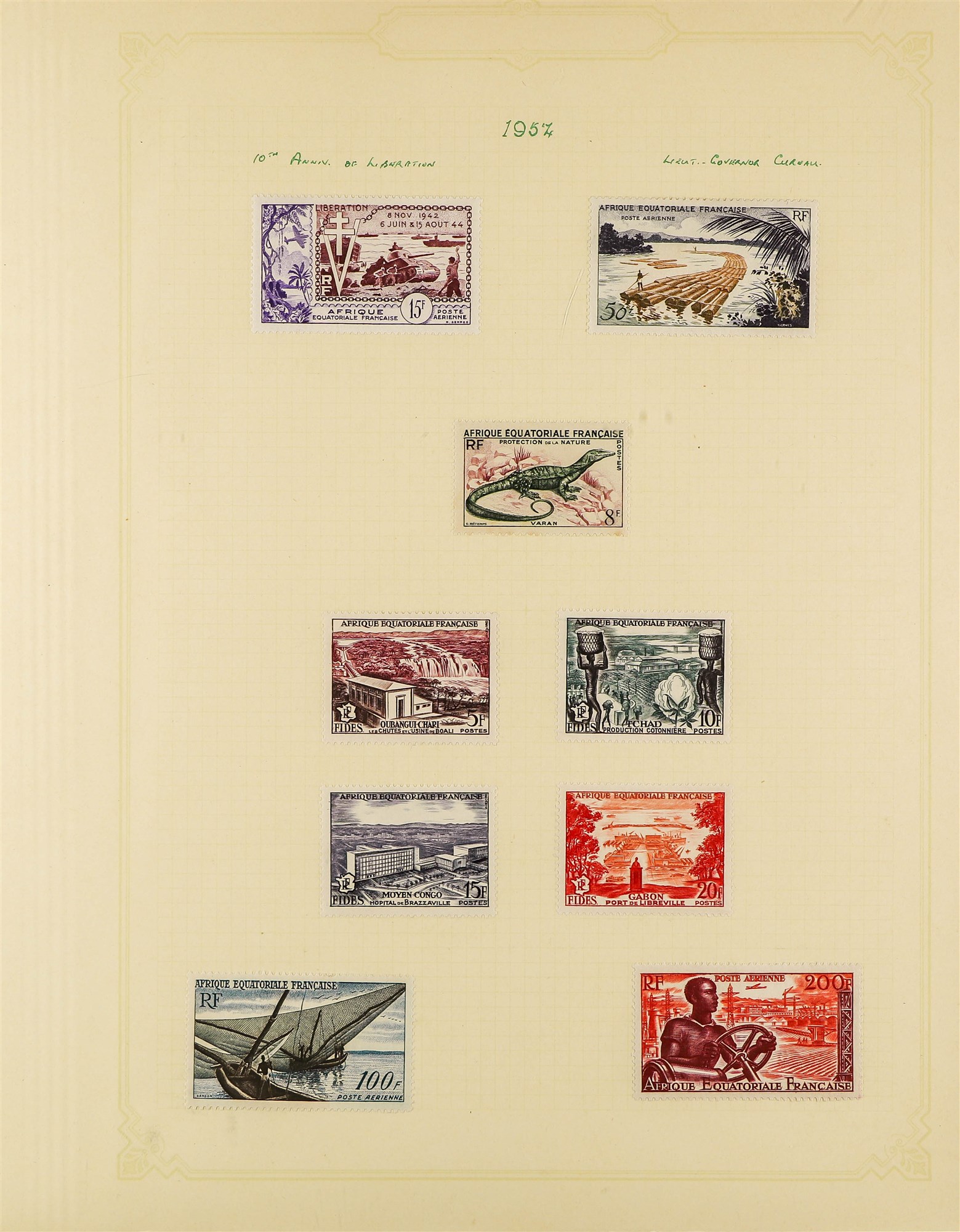 FRENCH COLONIES EQUATORIAL AFRICA 1936 - 1957 comprehensive collection of mint stamps on album pages - Image 14 of 16