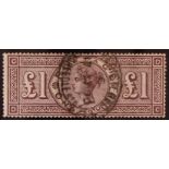 GB.QUEEN VICTORIA 1884 £1 brown - lilac, wmk Crowns, SG 185, used with neat registered oval