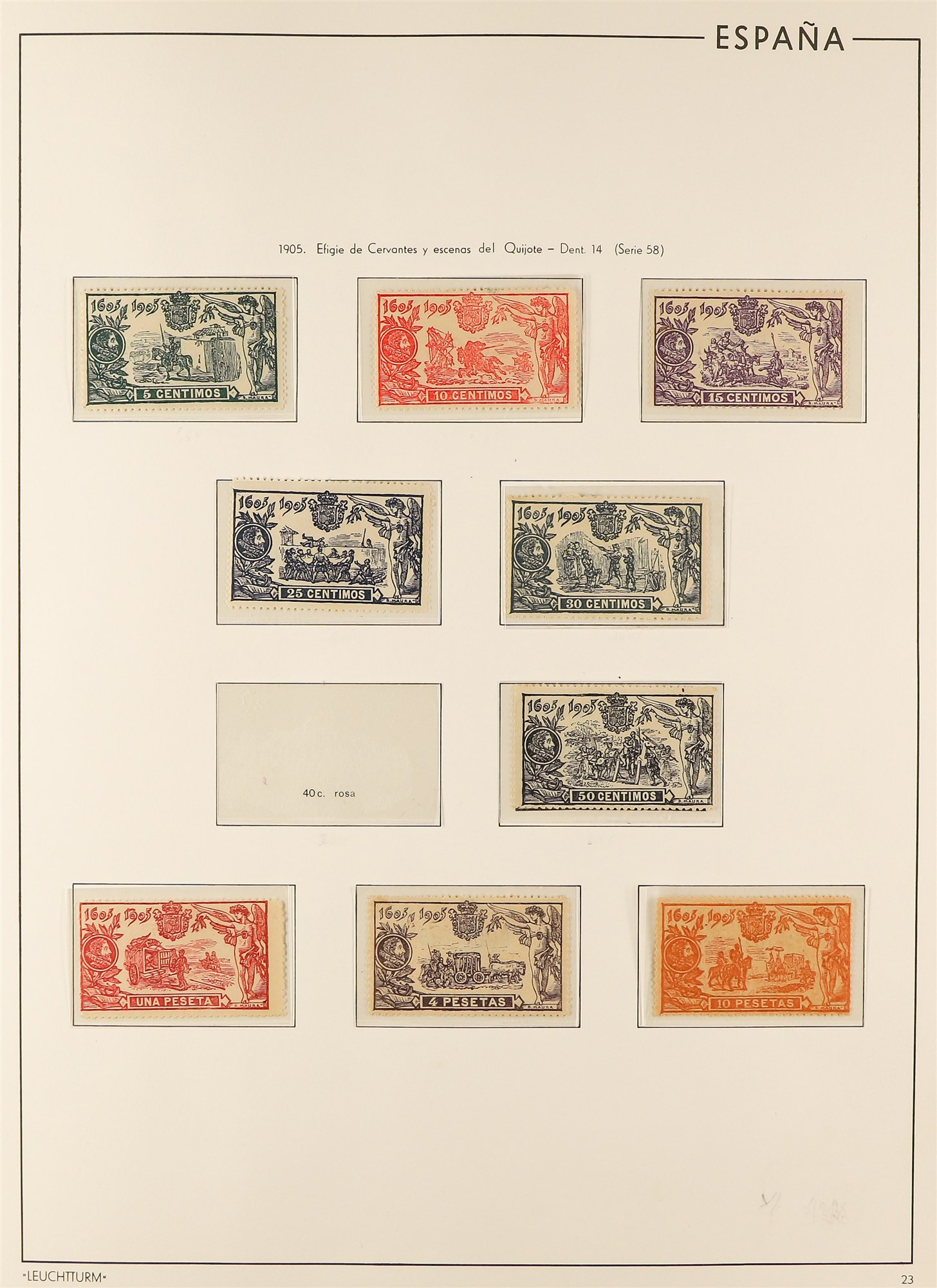 SPAIN 1901 - 1916 COLLECTION of 49 mint stamps on Davo Espana hingeless album pages, cat €1347.