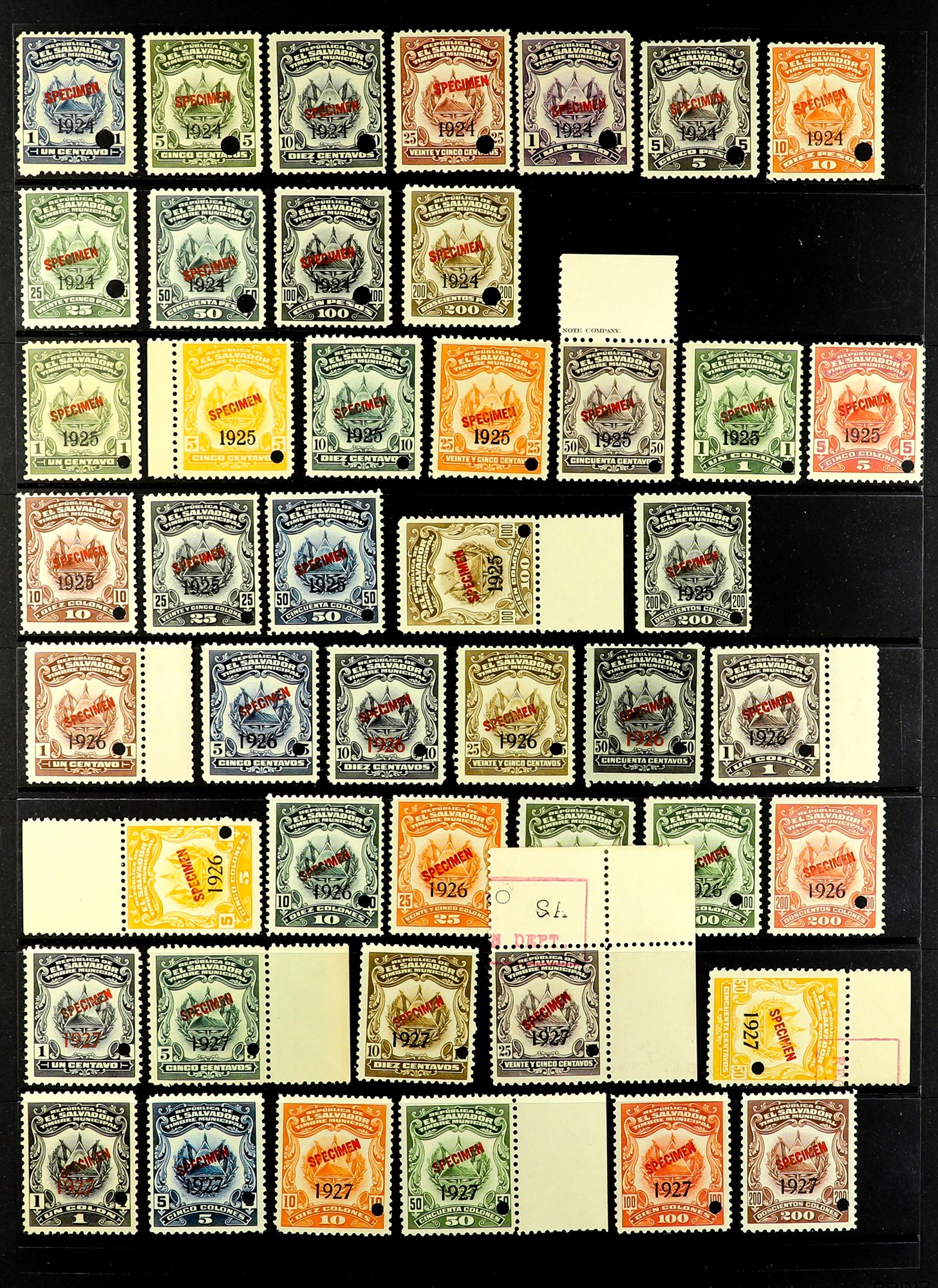 EL SALVADOR 1918 - 1933 'TIMBRE MUNICIPAL' REVENUE STAMPS collection of 180+ never hinged mint - Image 3 of 5