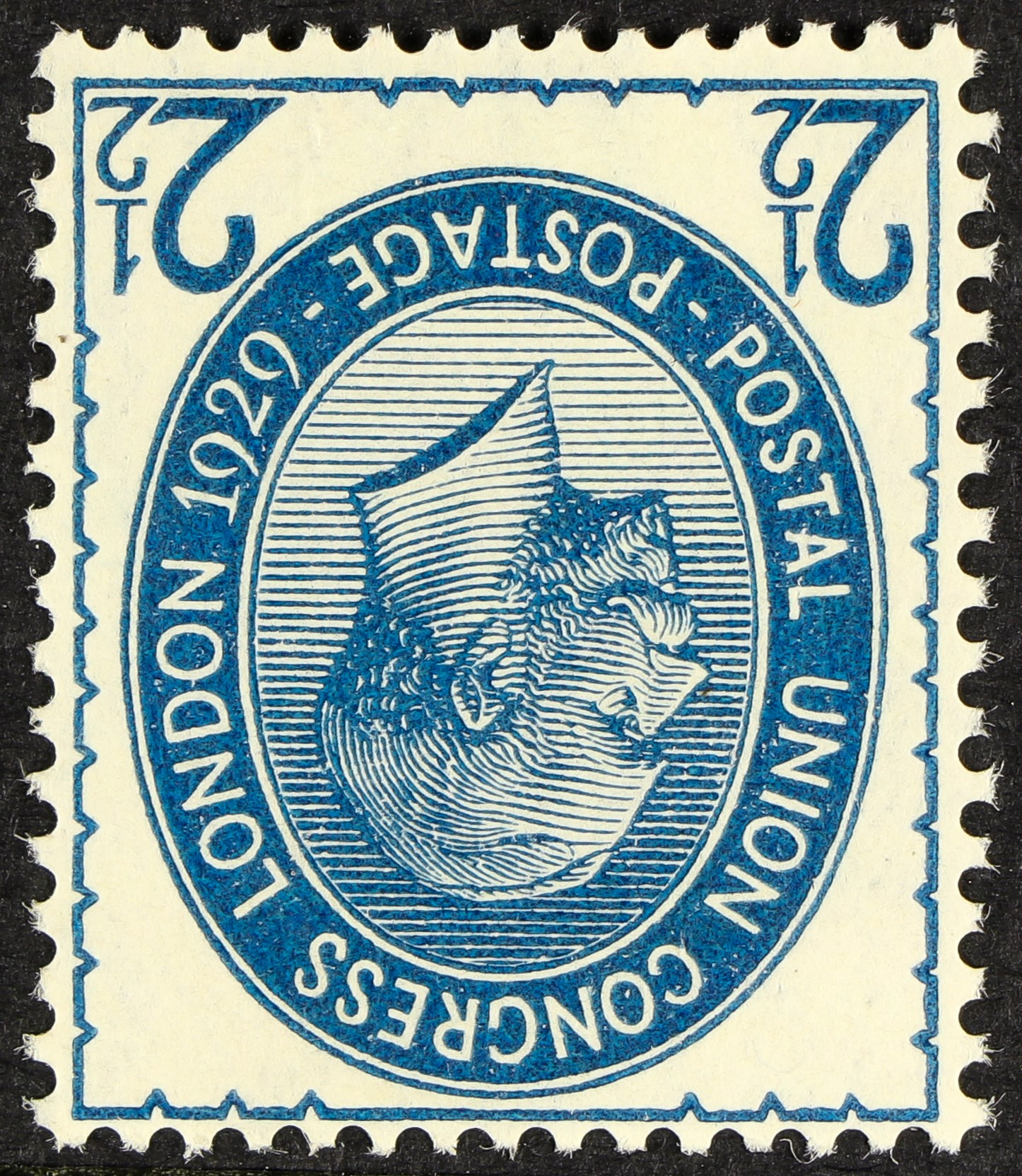 GB.GEORGE V 1929 2½d blue UPU Congress WATERMARK INVERTED, SG 437wi, superb never hinged mint,