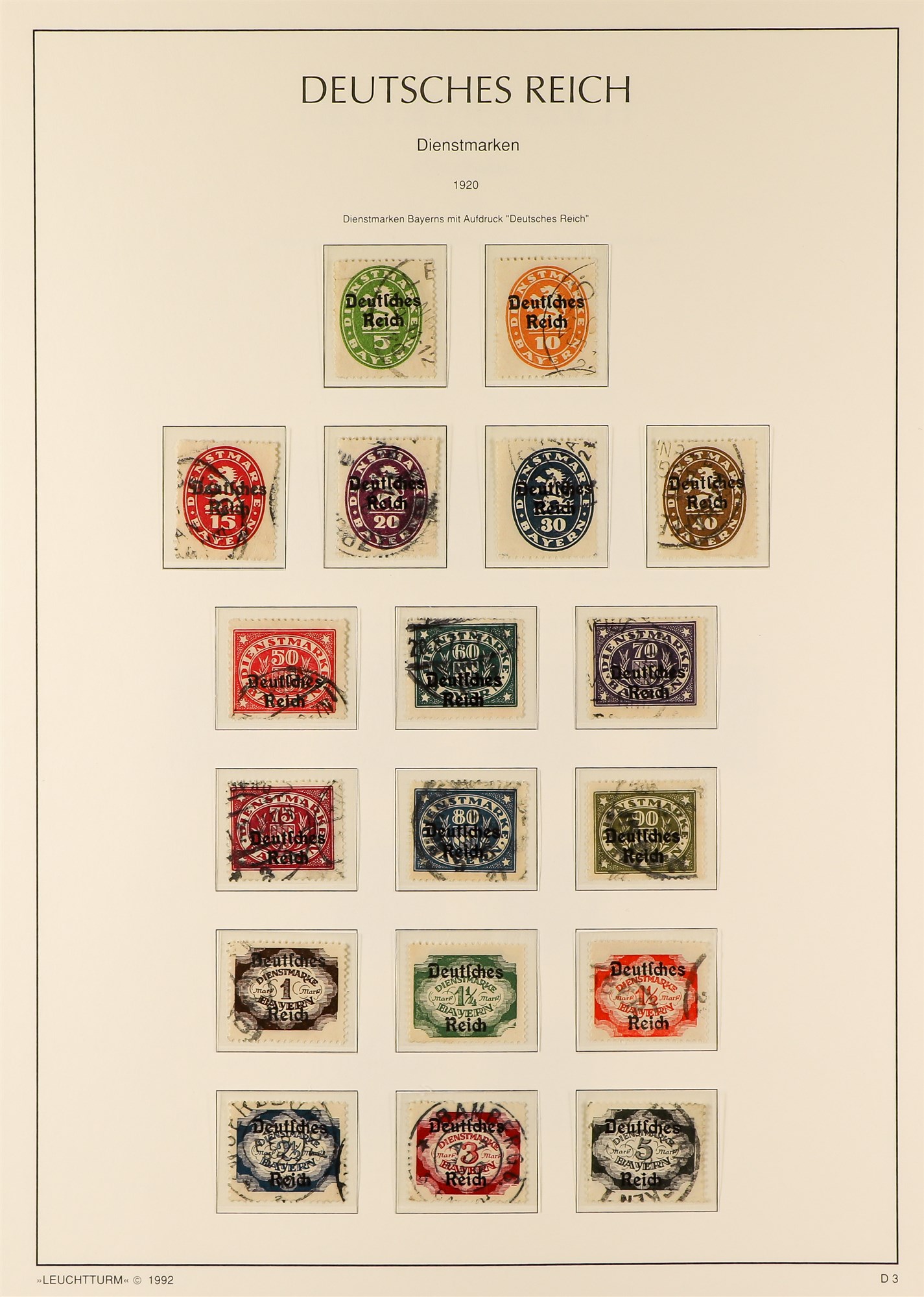 GERMANY OFFICIAL STAMPS 1903 - 1944 COLLECTION of used stamps, near- complete for the period, s.t. - Image 2 of 5