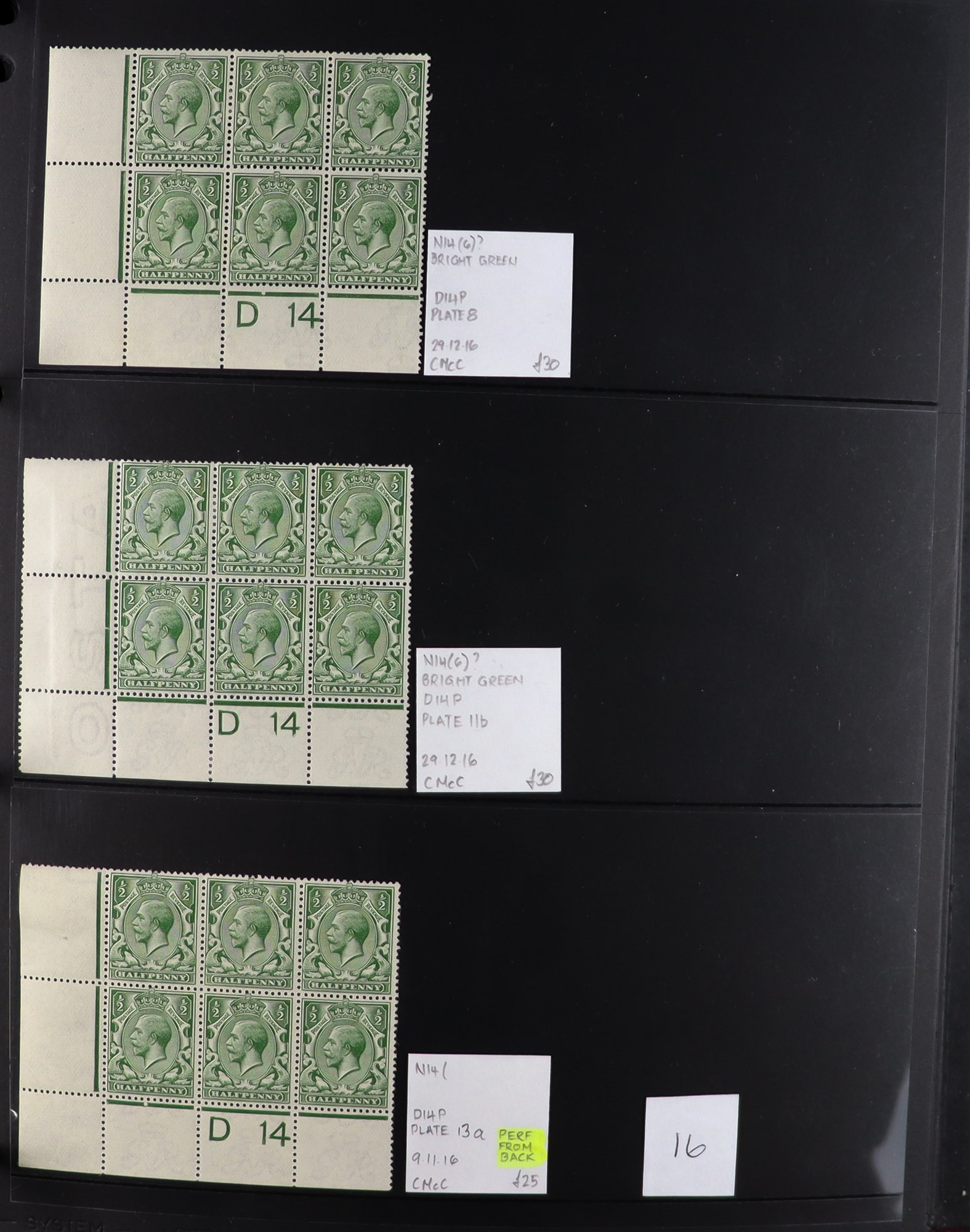 GB.GEORGE V 1912-24 ½d GREENS - SPECIALIZED CONTROL NUMBERS COLLECTION of mint (much never hinged - Image 16 of 27