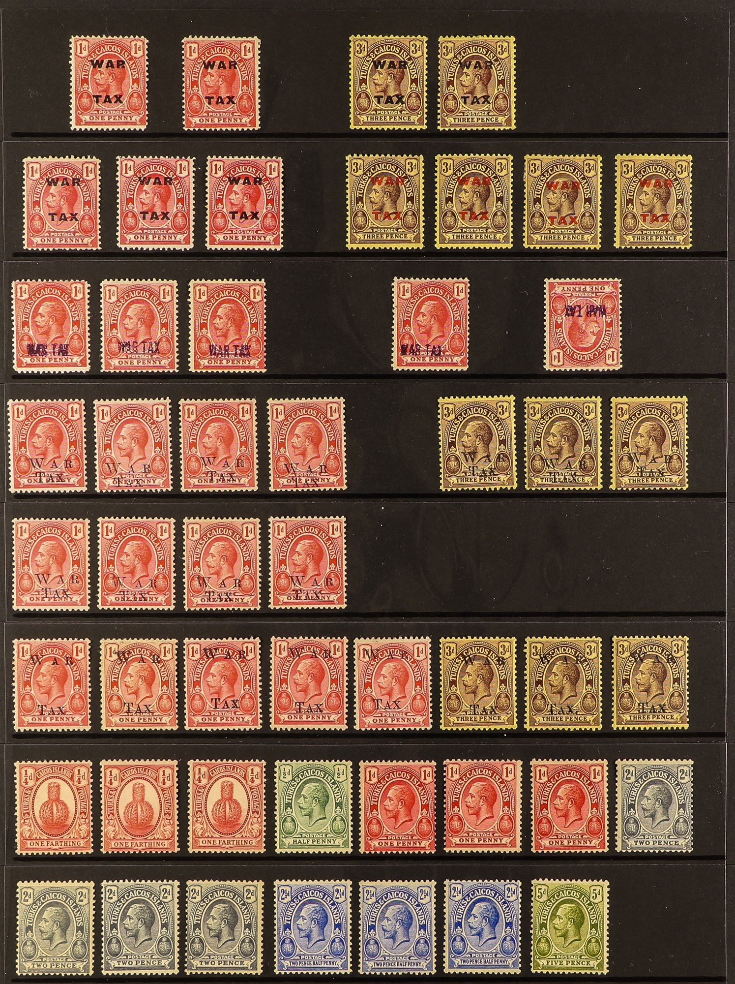 TURKS & CAICOS IS. 1913 - 1935 COLLECTION of around 150 mint stamps on protective pages, includes - Image 2 of 3