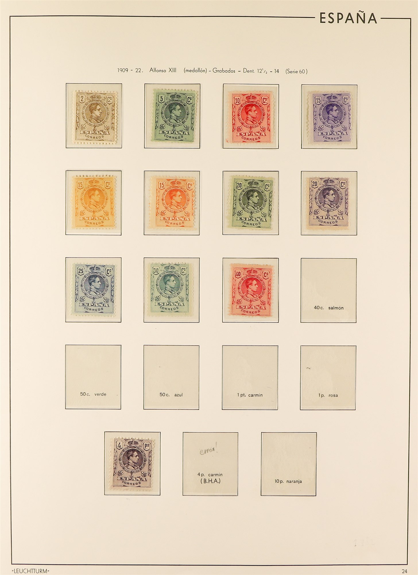 SPAIN 1901 - 1916 COLLECTION of 49 mint stamps on Davo Espana hingeless album pages, cat €1347. - Image 4 of 5