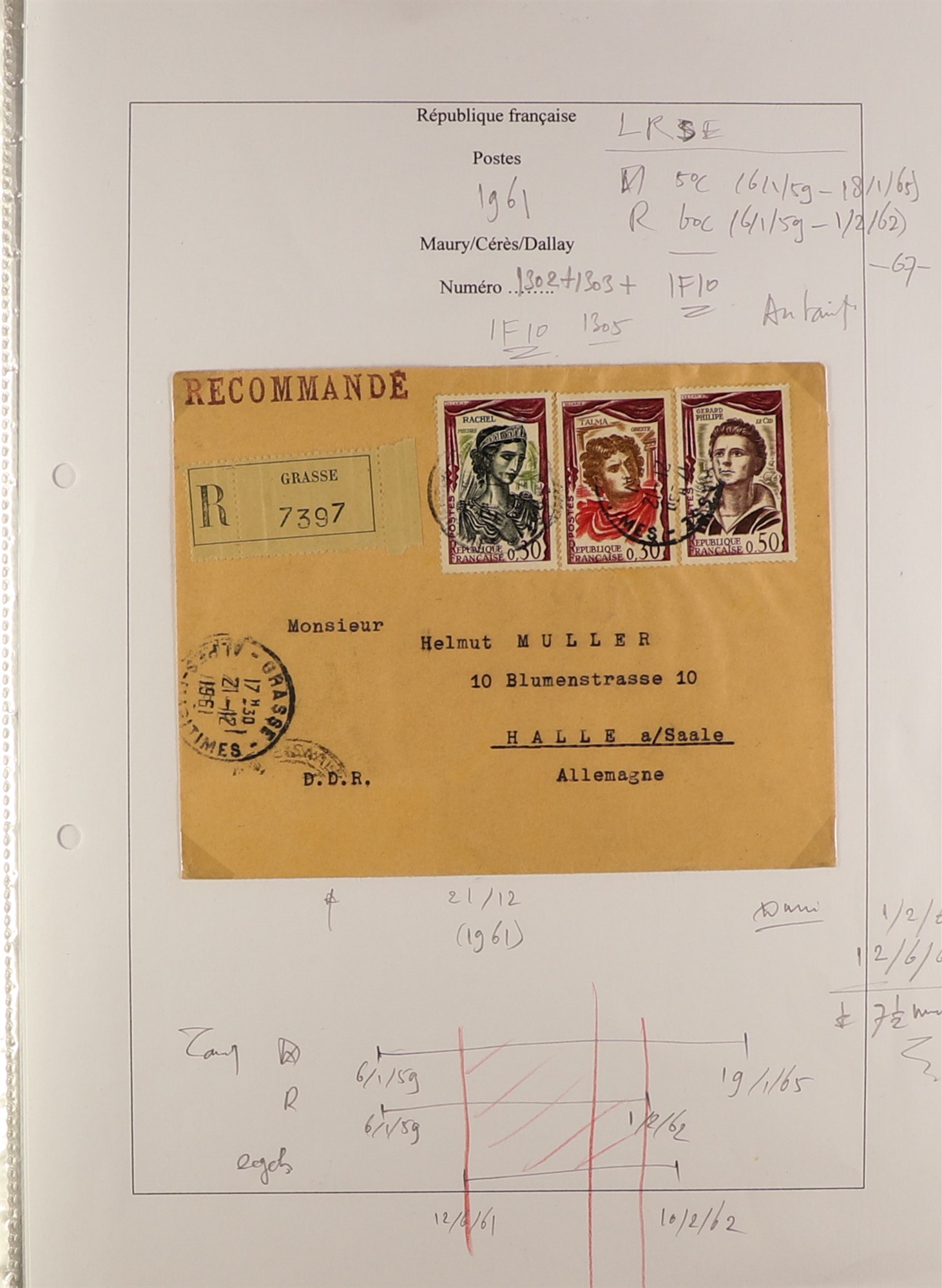 FRANCE 1960 - 1965 COVERS / CARDS COLLECTION of commemorative stamps on covers, cards, parcel labels - Image 19 of 24