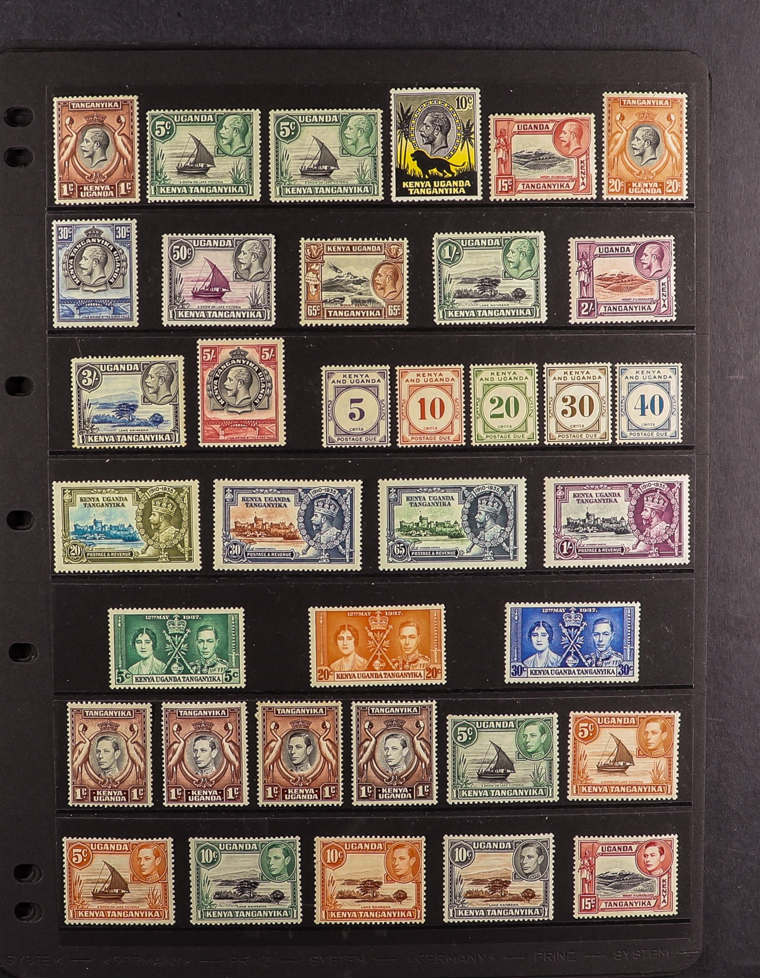 K.U.T. 1935 - 1962 COLLECTION of around 150 mint / some never hinged mint stamps on protective