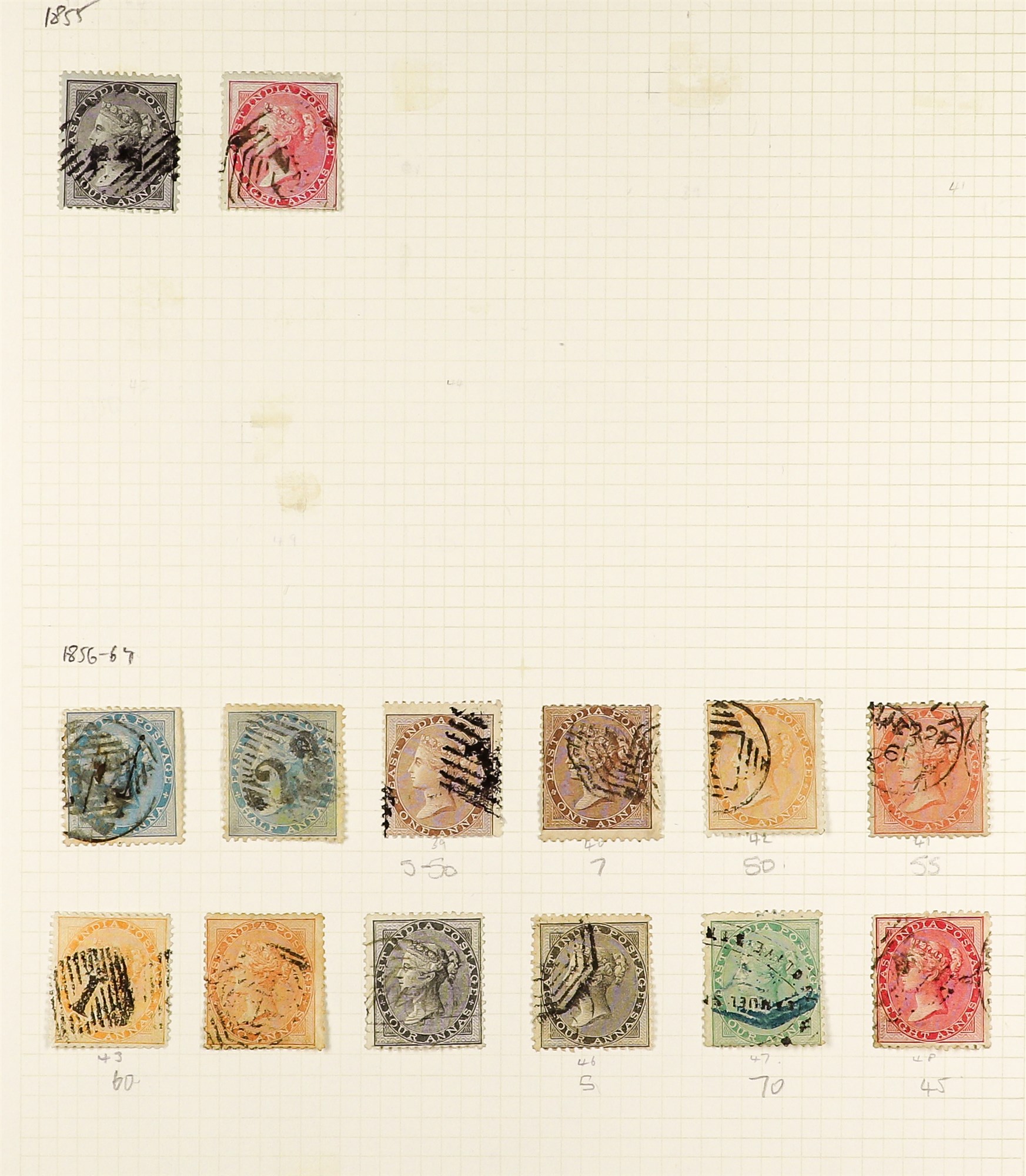 INDIA 1854 - 1952 USED COLLECTION of 400+ stamps on pages, note 1854-55 ½a (2), 1a (5), 2a (3) & 4a, - Image 2 of 27